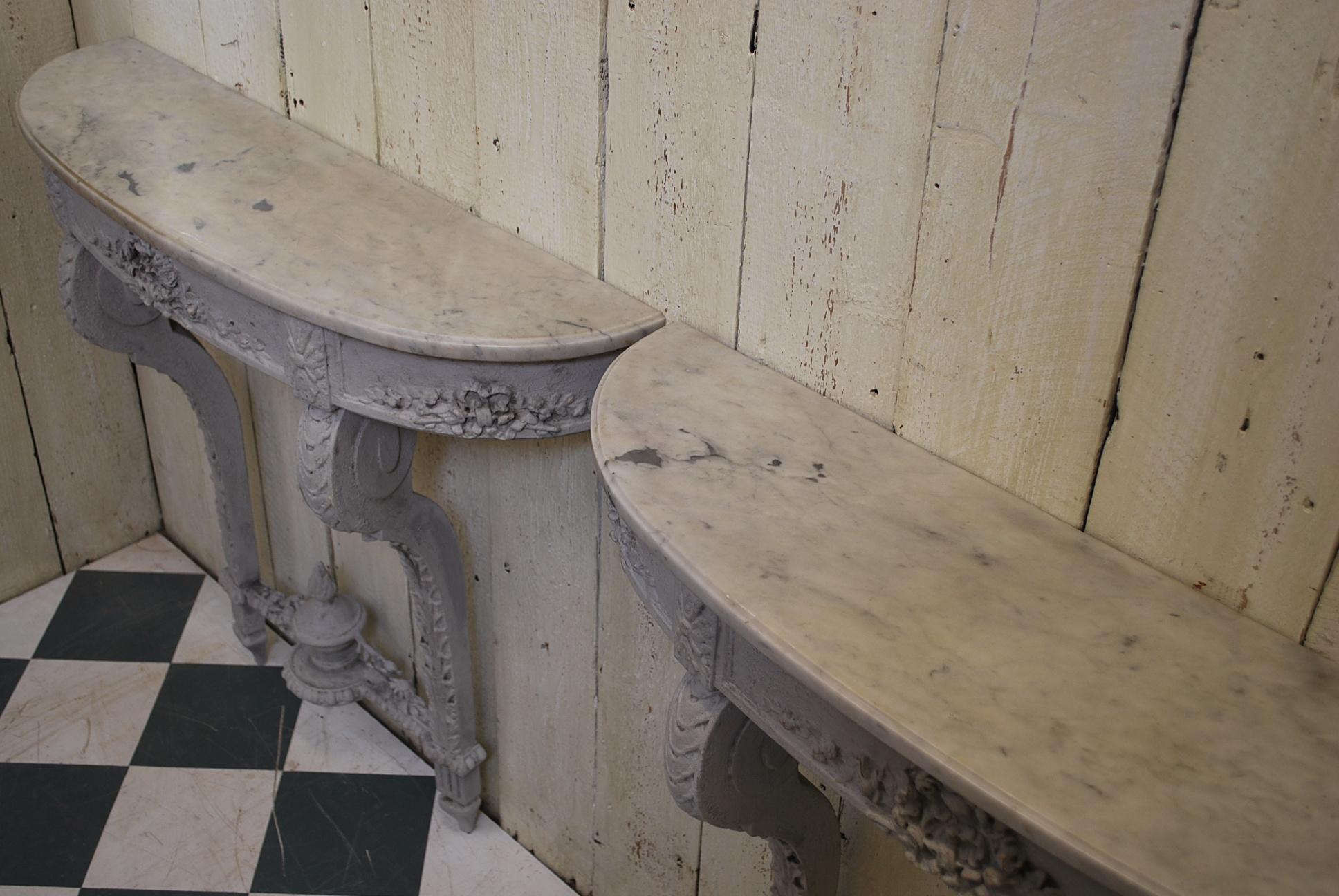 Paint Pair of French Antique Console Tables or Pier Tables For Sale