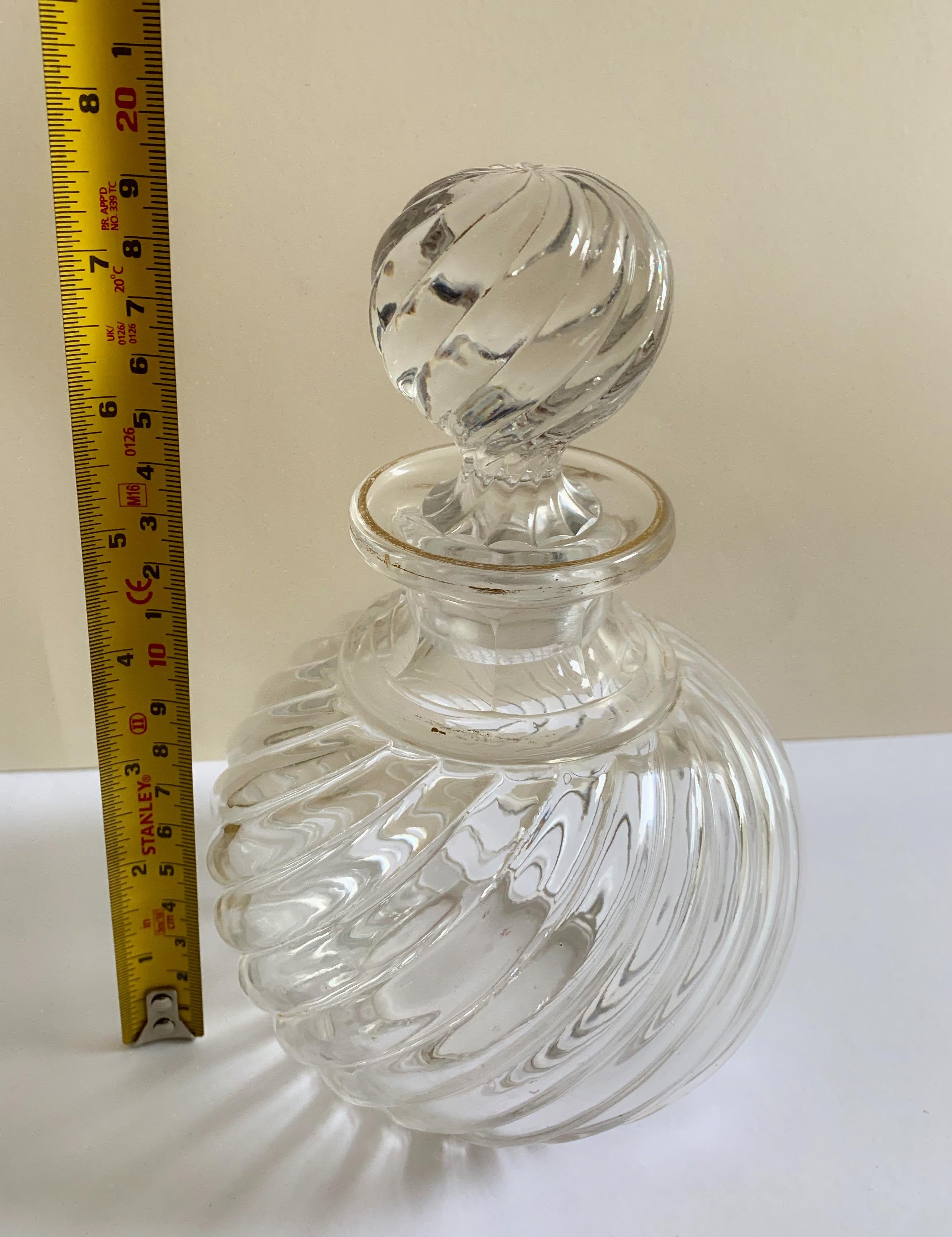 Pair of French Antique Crystal Bamboo Swirl Bottles by Baccarat 7