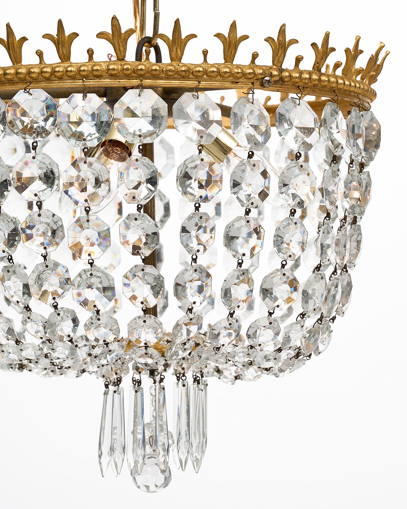 Empire Pair of French Antique Crystal Chandeliers