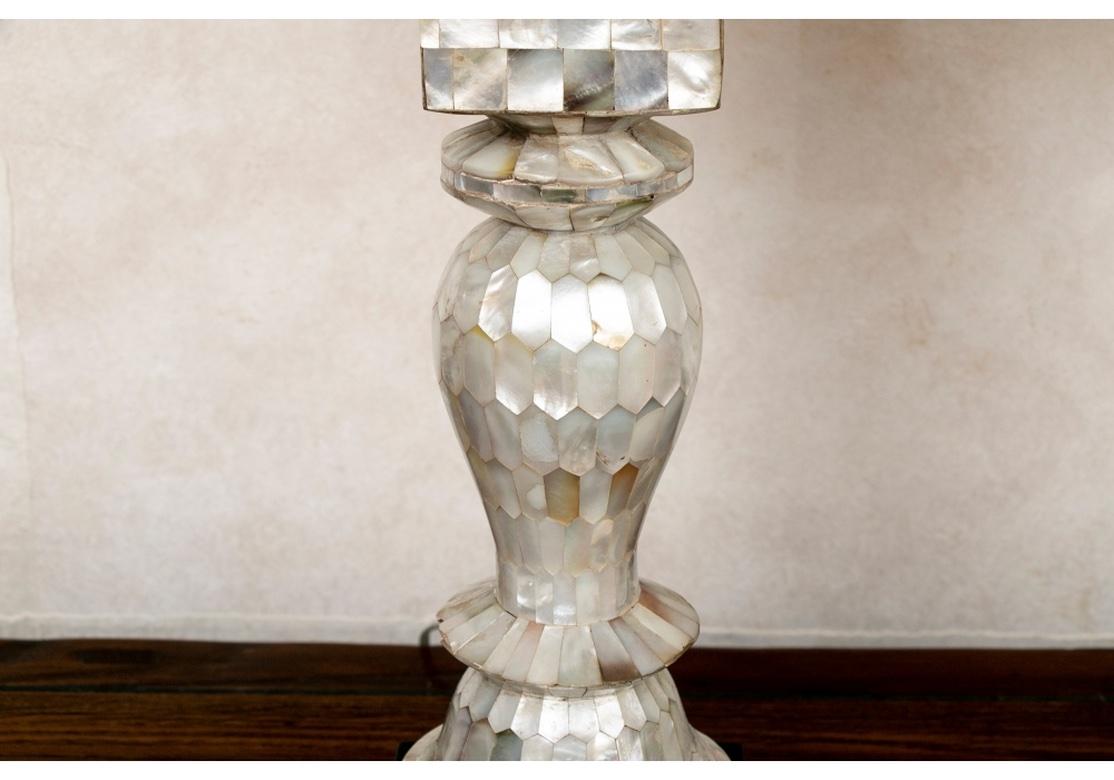 Pair of French Antique Eric Appel Tessellated Mother of Pearl Table Lamps In Good Condition In Bridgeport, CT