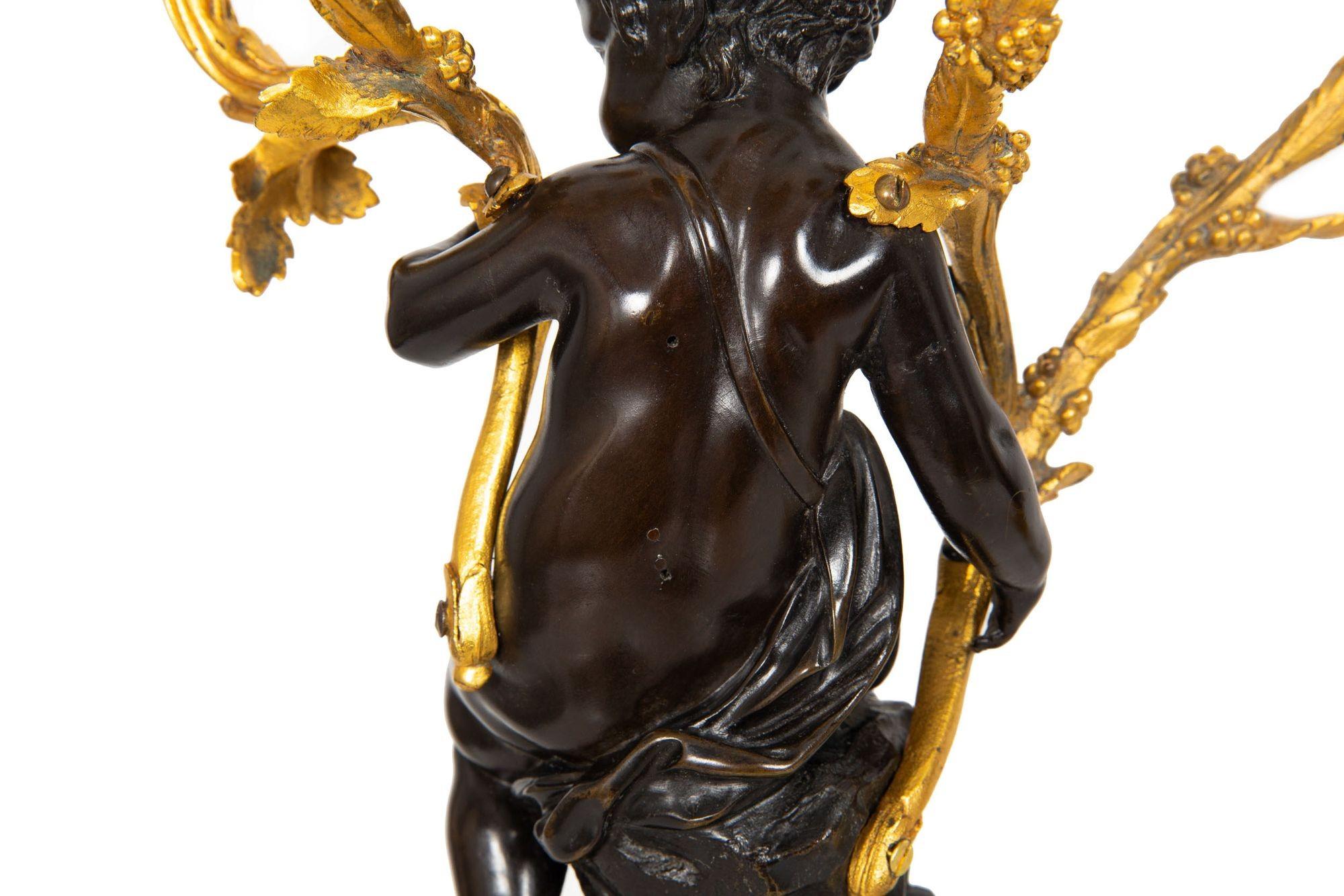 Paire de candélabres français anciens à quatre lumières « Satyre et Bacchante » d'après Clodion en vente 10
