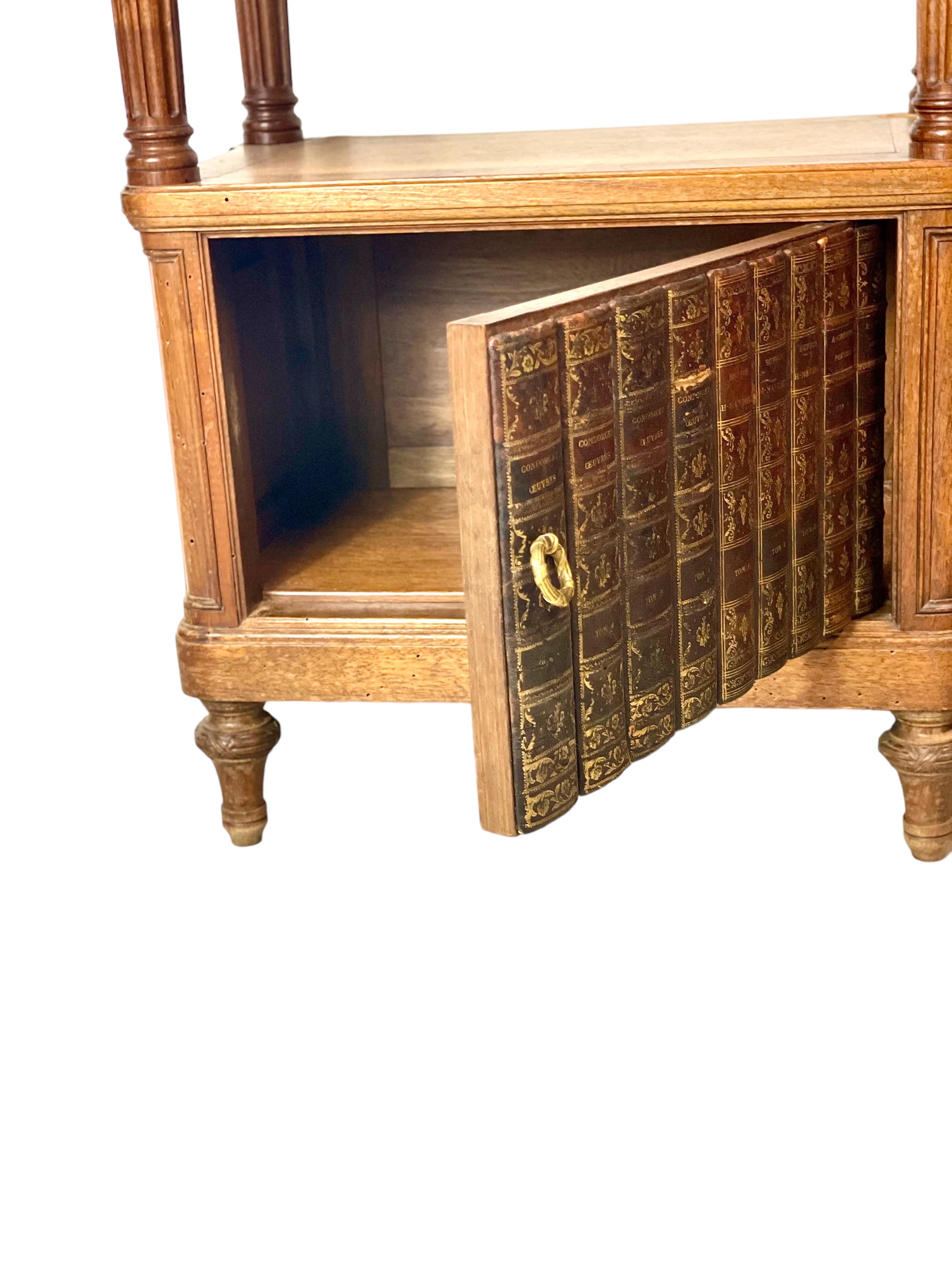 19th Century Pair of French Antique Faux Books Bedside Tables