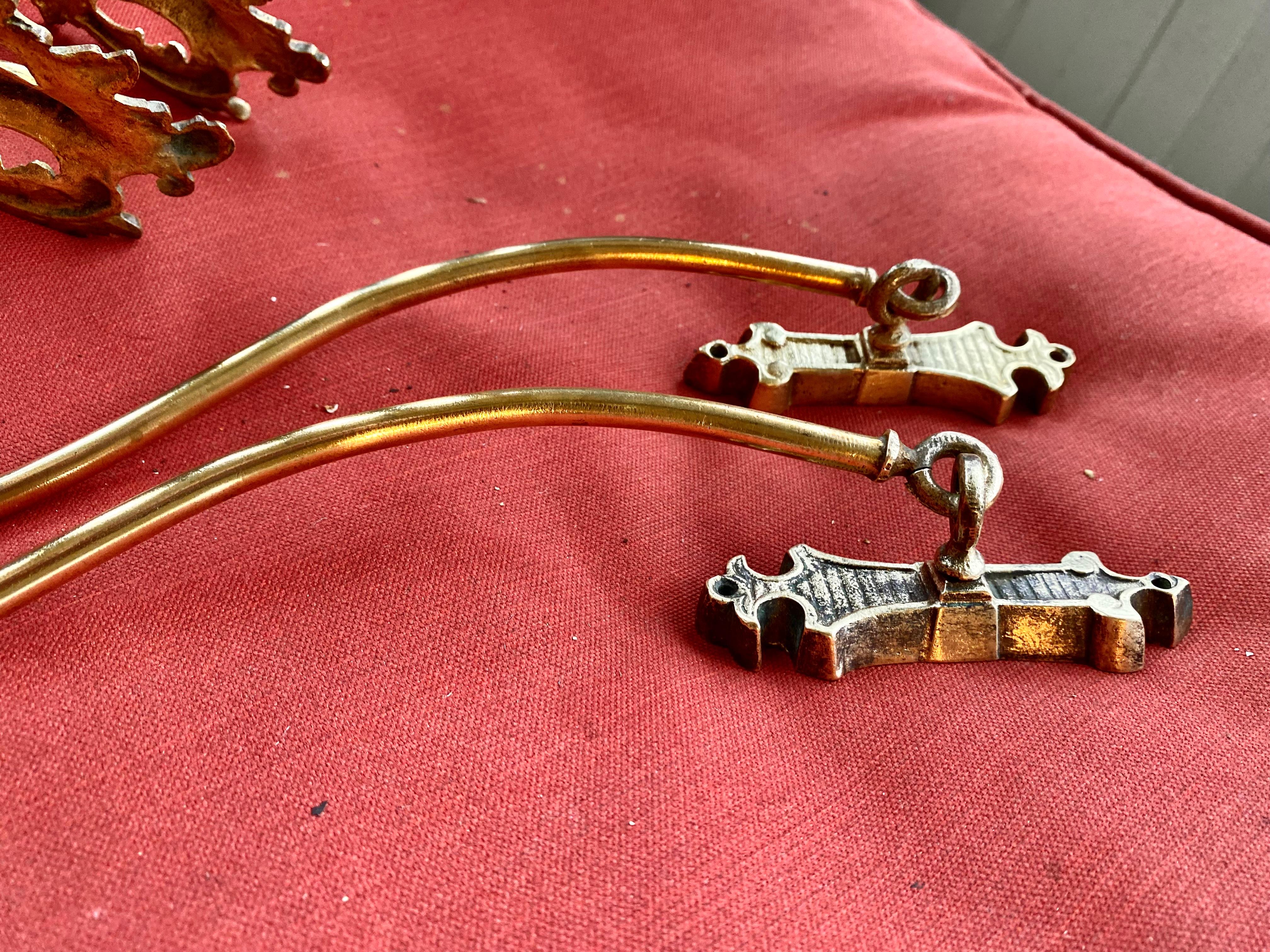 Pair of French Antique Gilt Bronze Curtain Tie-Backs With Maker's Mark. For Sale 6
