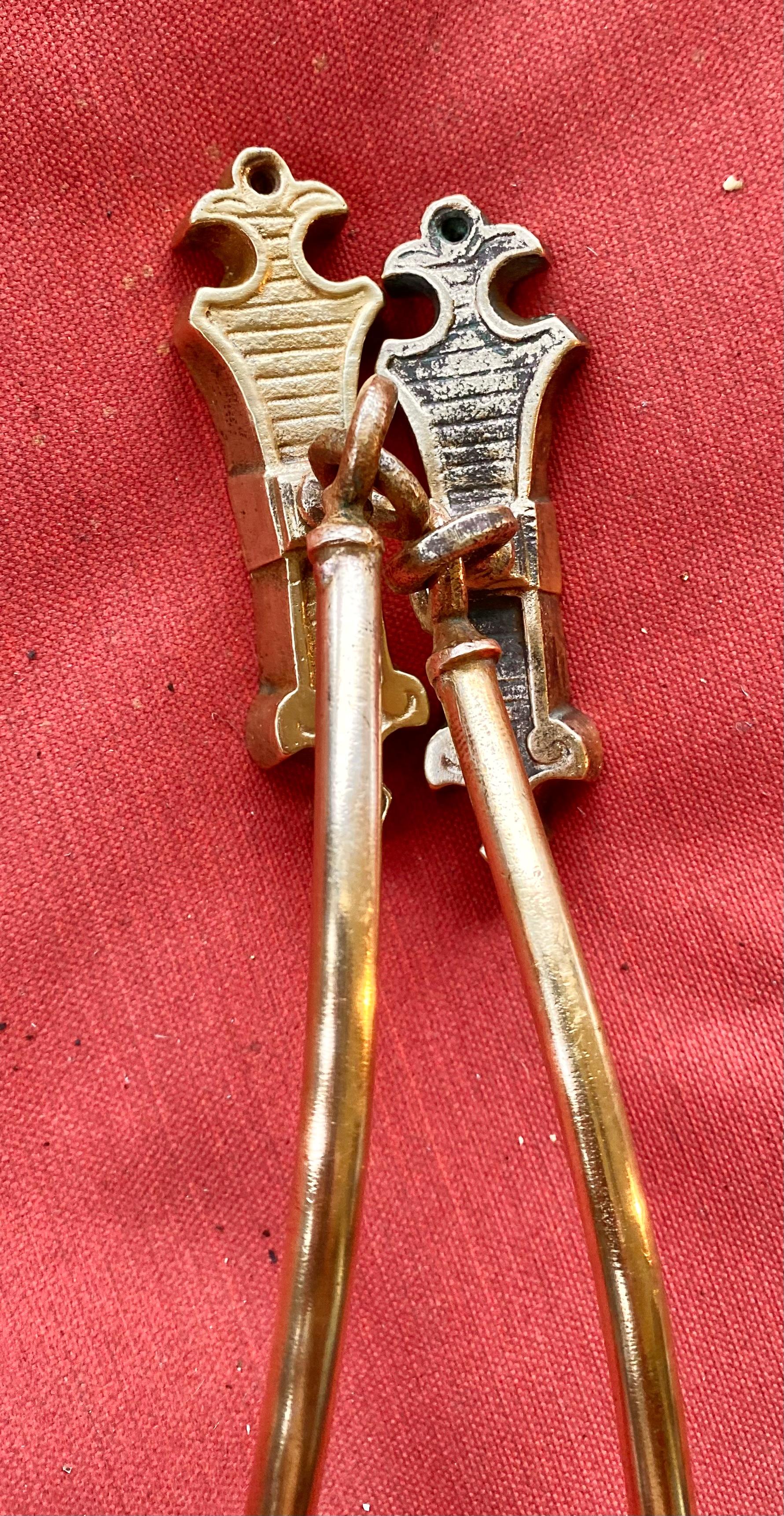 Pair of French Antique Gilt Bronze Curtain Tie-Backs With Maker's Mark. In Good Condition For Sale In New Orleans, LA