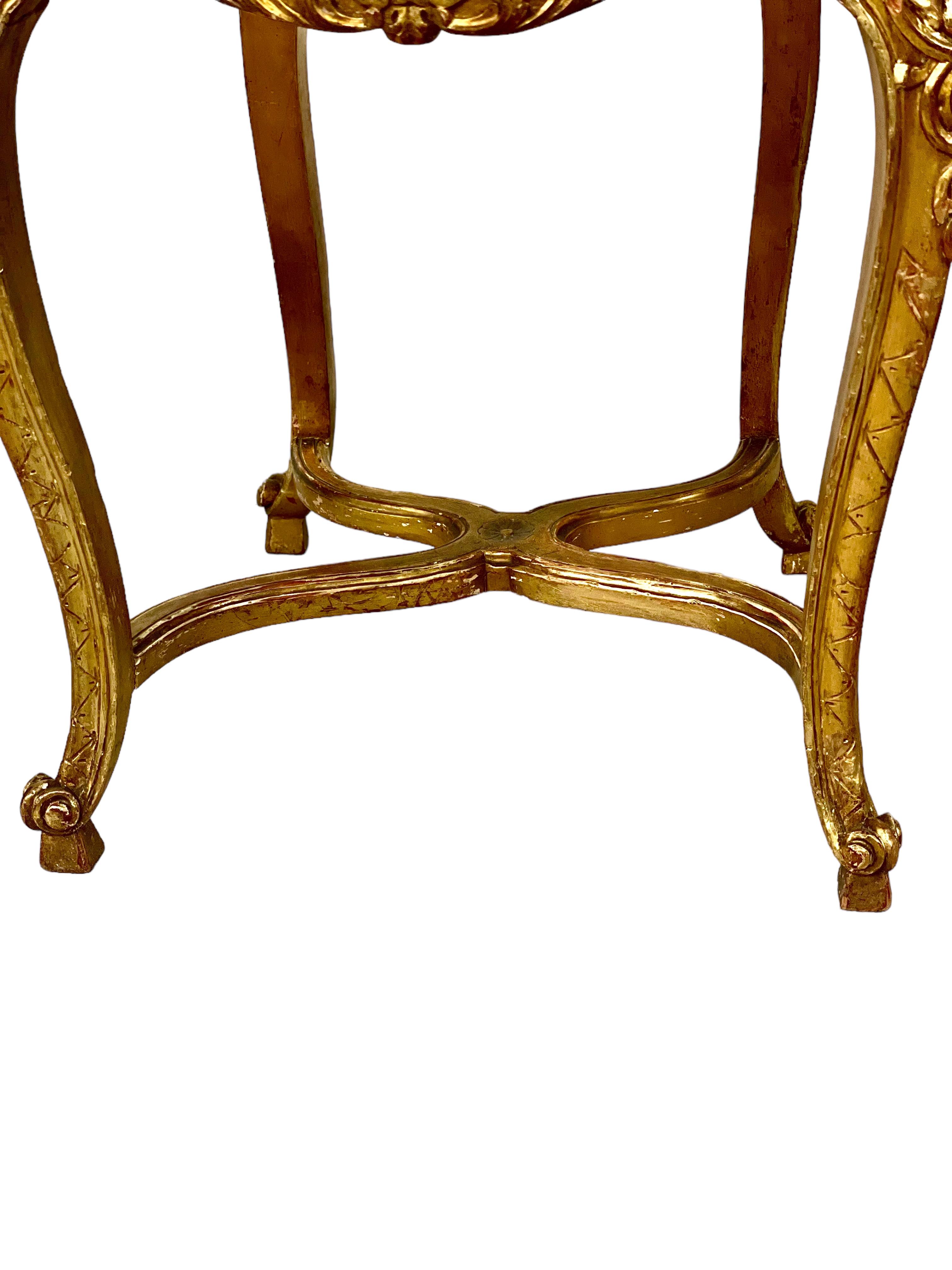 Pair of French Antique Giltwood Caned Side Chairs For Sale 5