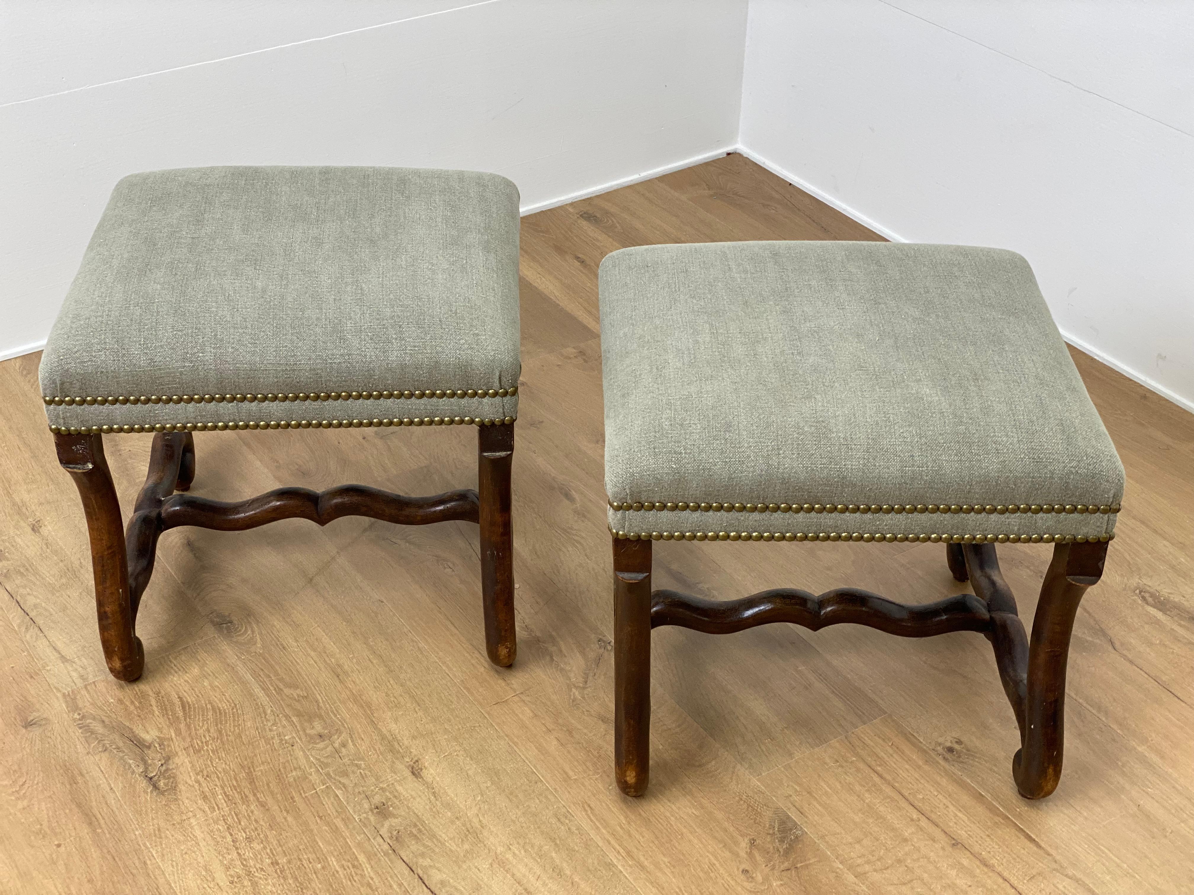 Patinated Pair Of French Antique Louis XIII Footstools For Sale
