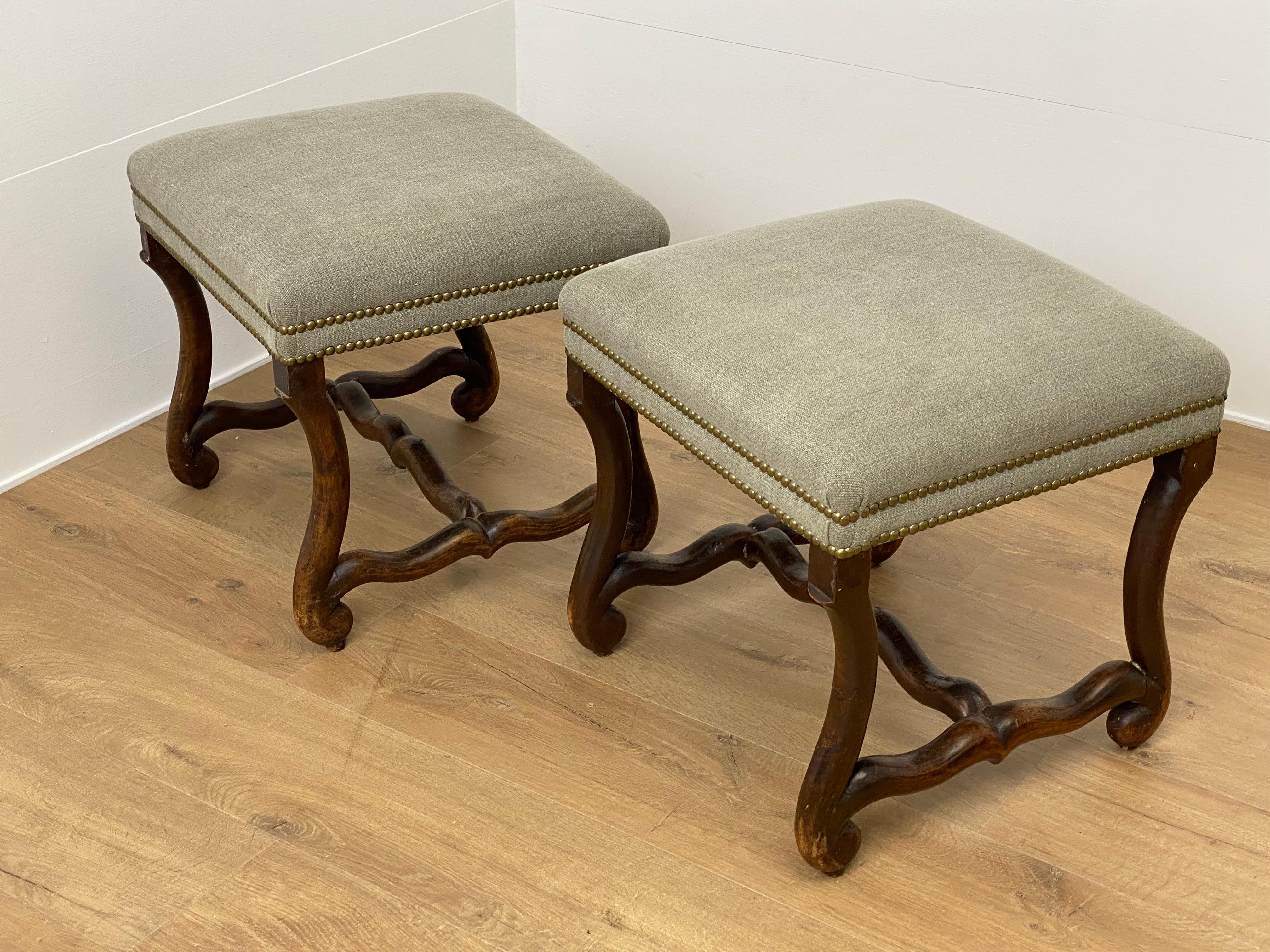 20th Century Pair Of French Antique Louis XIII Footstools For Sale