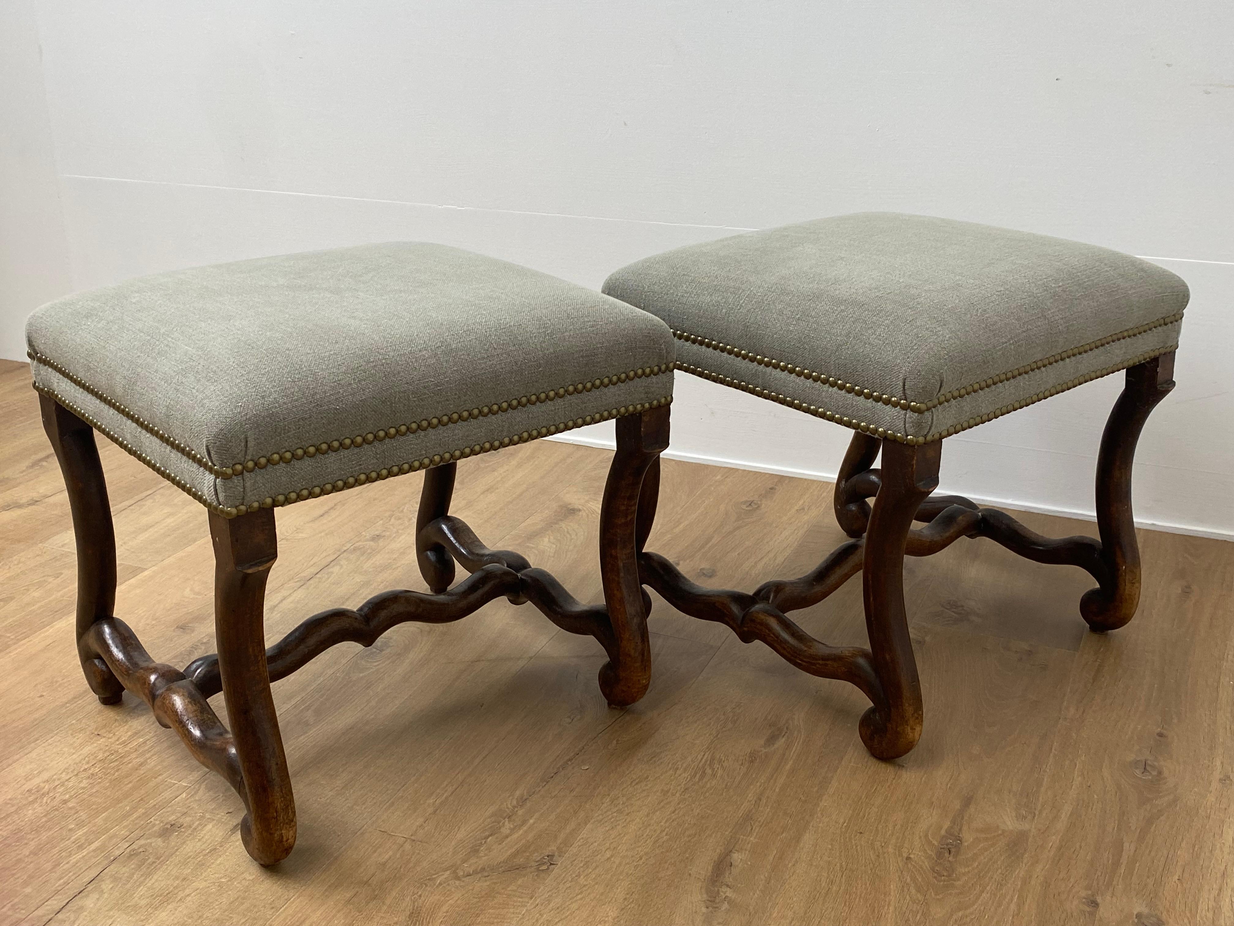 Pair Of French Antique Louis XIII Footstools For Sale 2