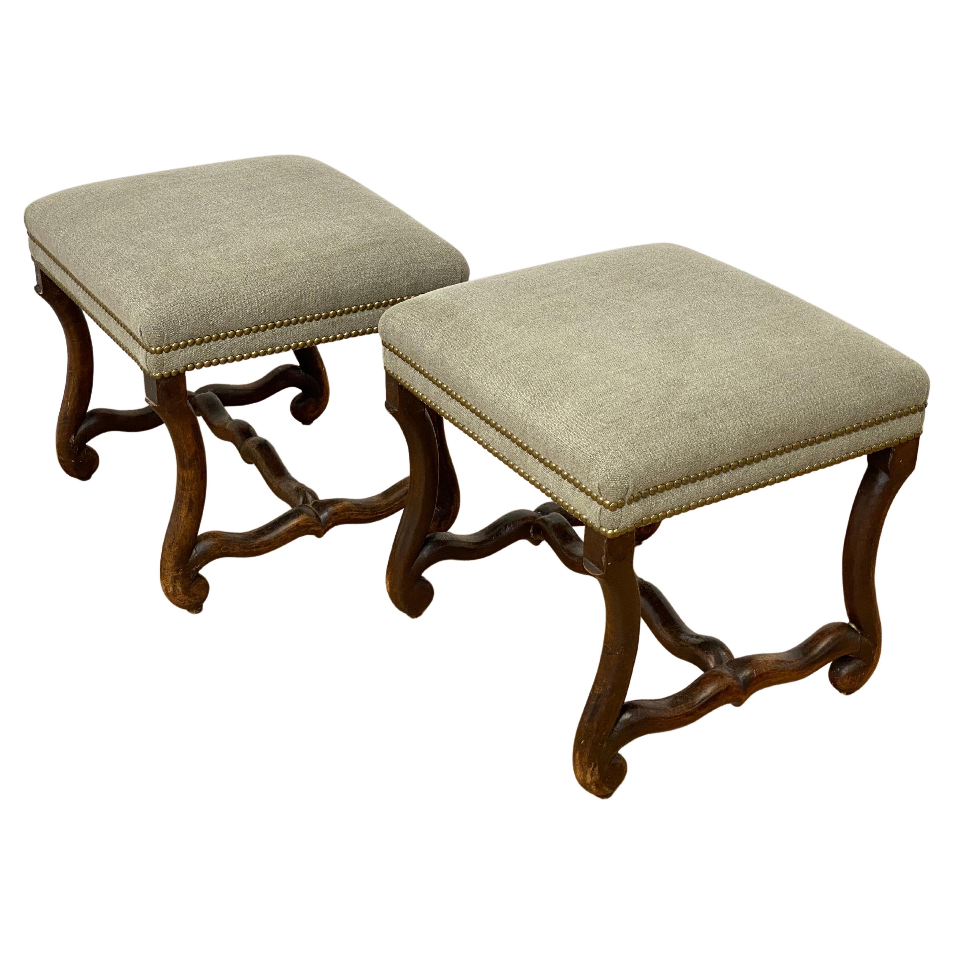 Pair Of French Antique Louis XIII Footstools