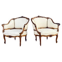 Pair of French Vintage Louis XV-Style Arm Chairs