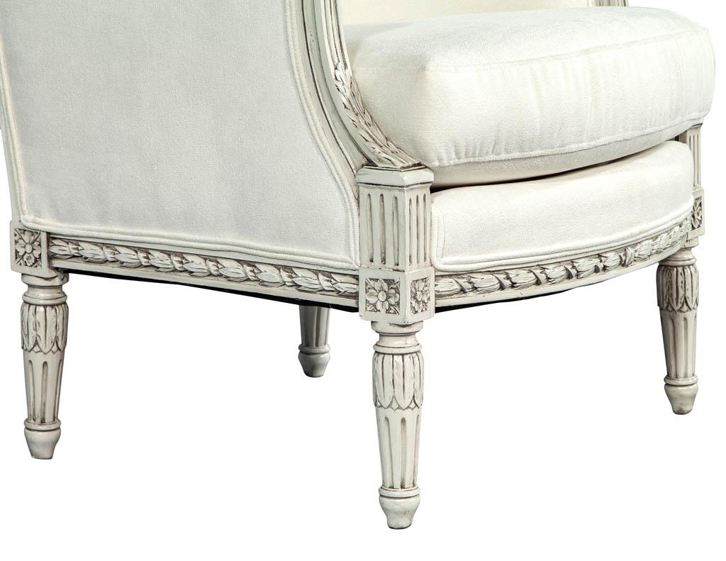 Pair of French Antique Louis XVI Antique Bergère Armchairs 2