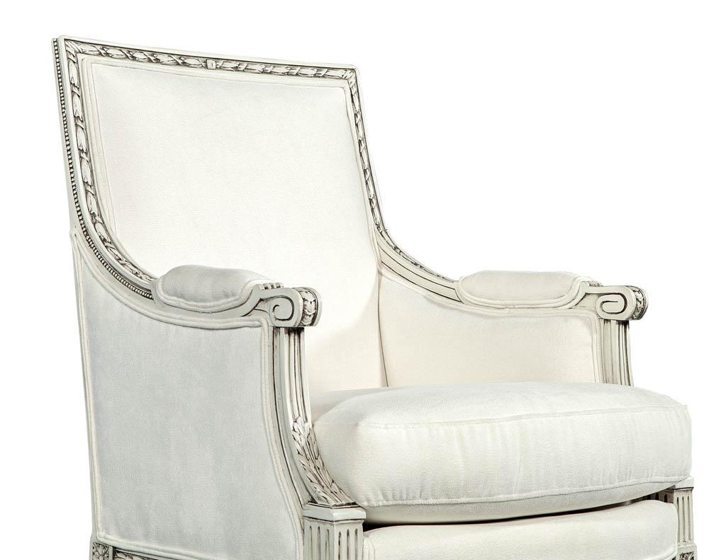 Pair of French Antique Louis XVI Antique Bergère Armchairs 3