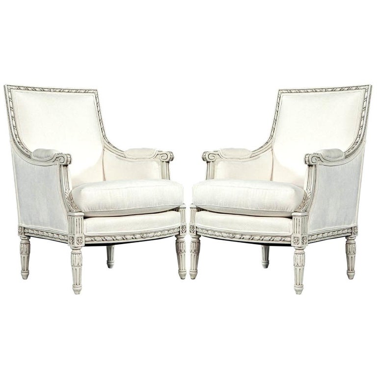 Pair of Louis XVI–Style Bergère Chairs, 1930, Offered by Carrocel