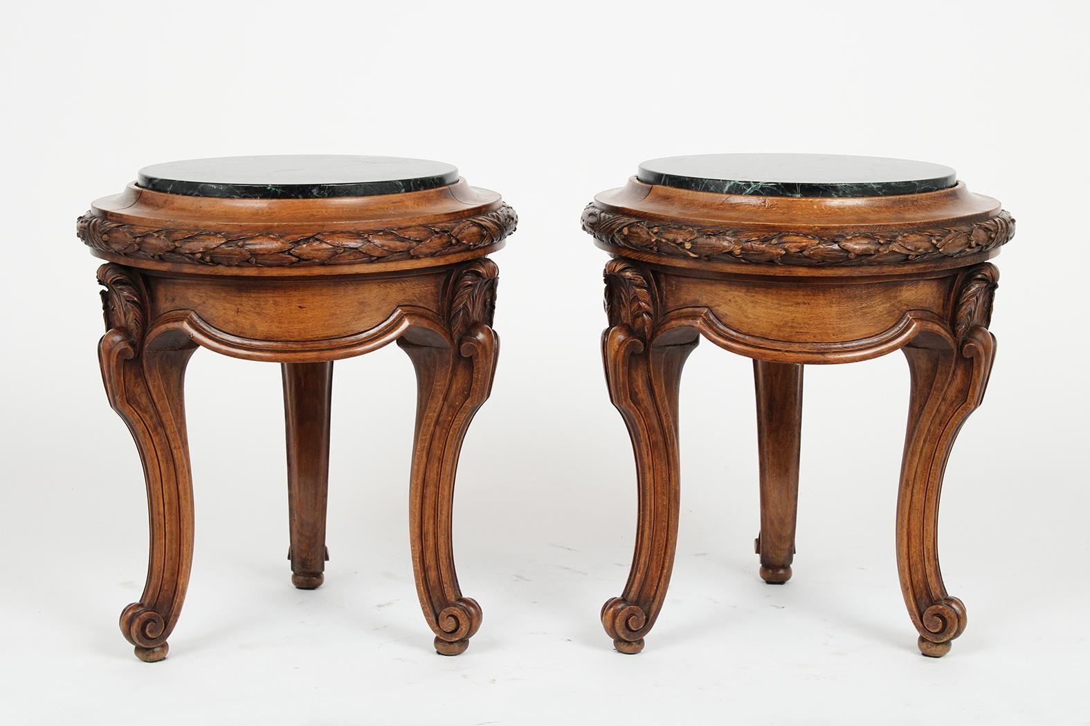 Pair of French Antique Louis XVI Garden Stools In Good Condition In Los Angeles, CA