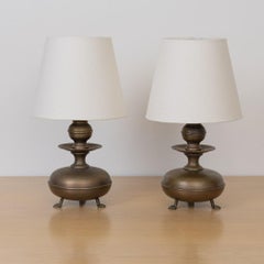 Pair of French Antique Metal Table Lamps