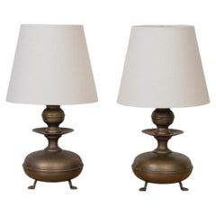 Pair of French Antique Metal Table Lamps