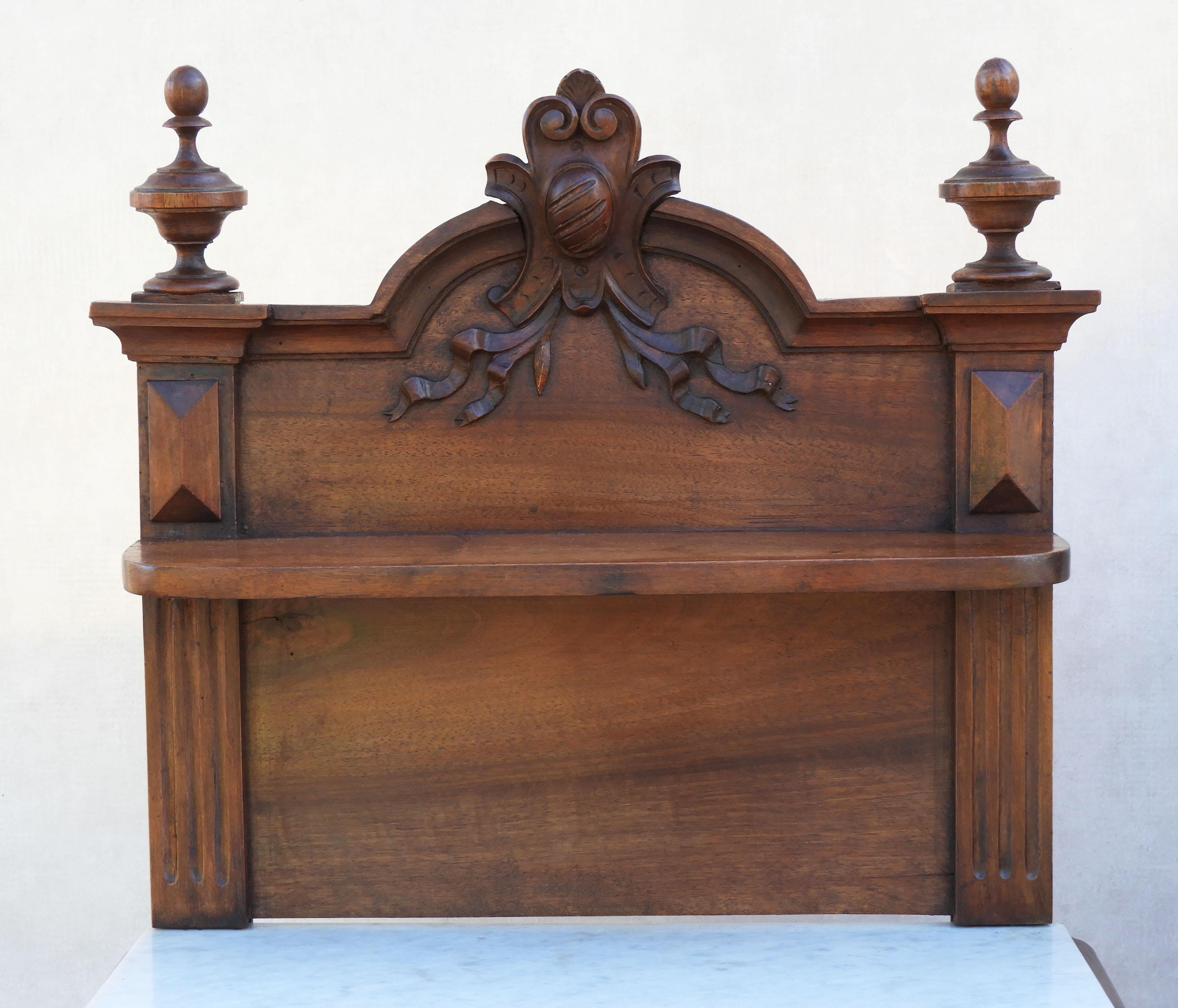 French Provincial Pair of French Antique Night Stands or Bed Side Cabinets in Walnut and Marble