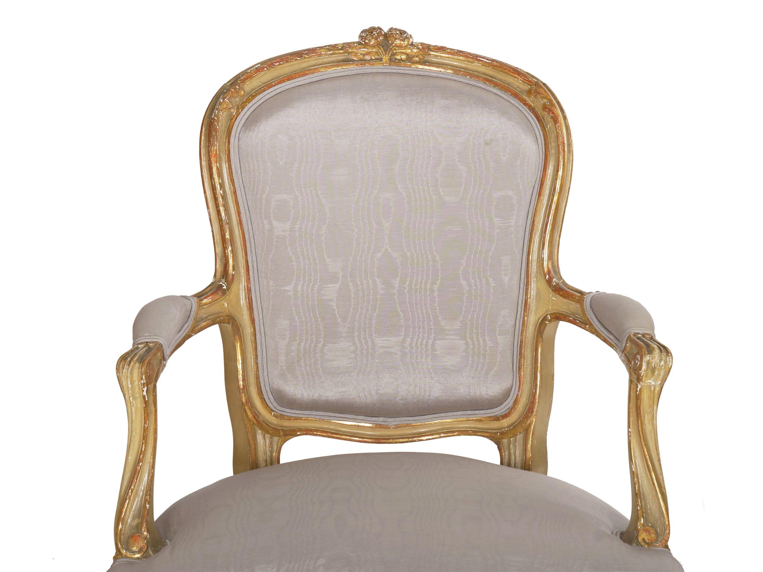 Pair of French Antique Painted Louis XVI Style Armchairs Fauteuils, 19th Century 2