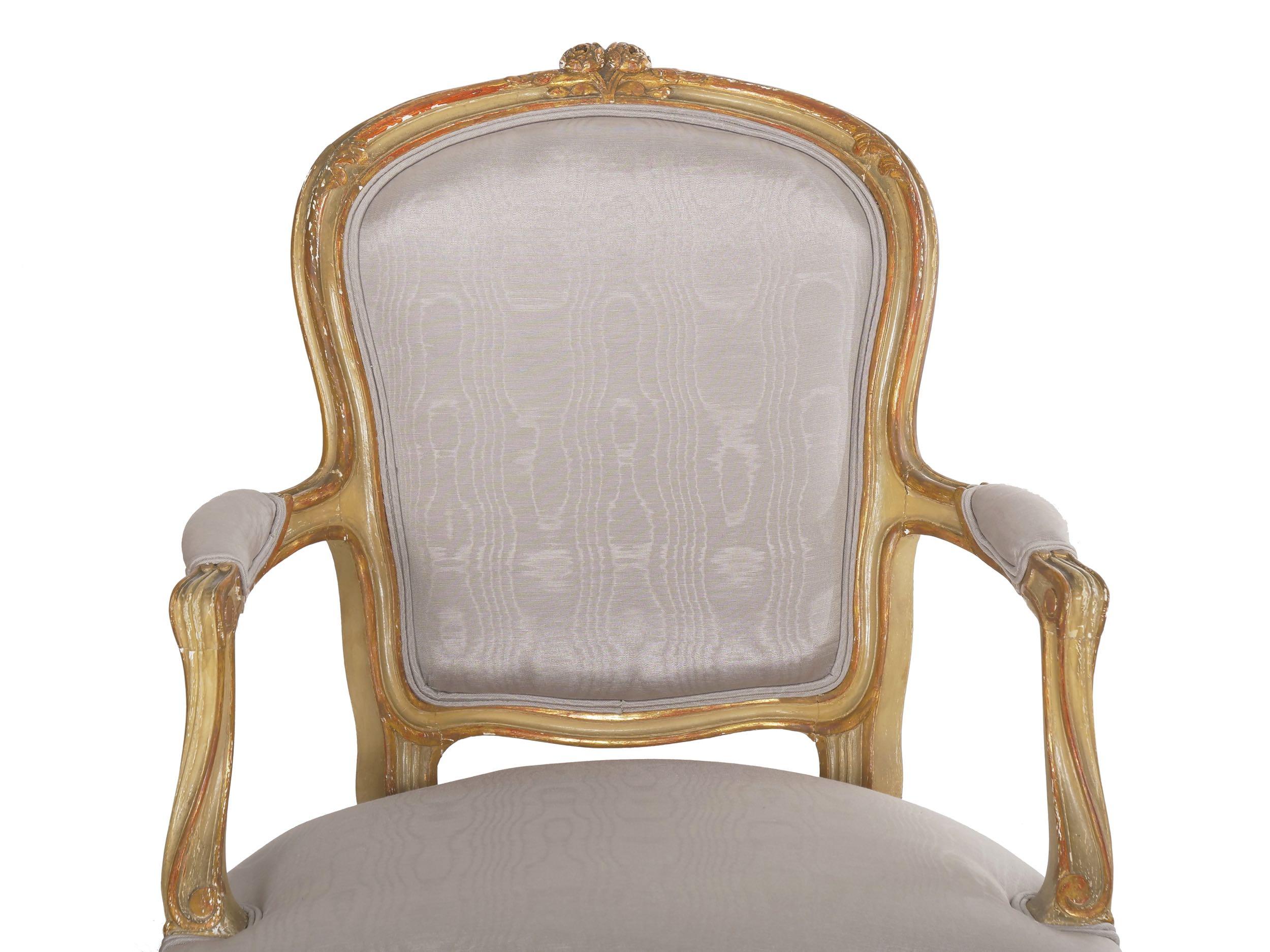 Pair of French Antique Painted Louis XVI Style Armchairs Fauteuils, 19th Century 3