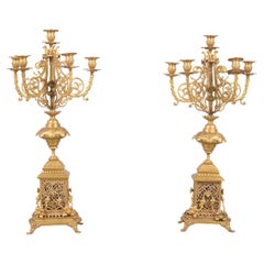 Antique French Louis XVI Brass Candelabras