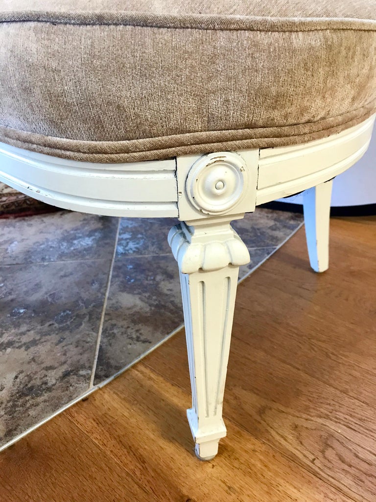 Pair of French Antique Shaped Tufted Velvet Chairs at 1stDibs