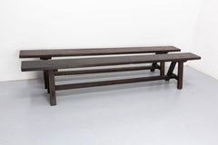 Pair of French Antique Style Farmhouse Benches Massive Pine, circa 1930