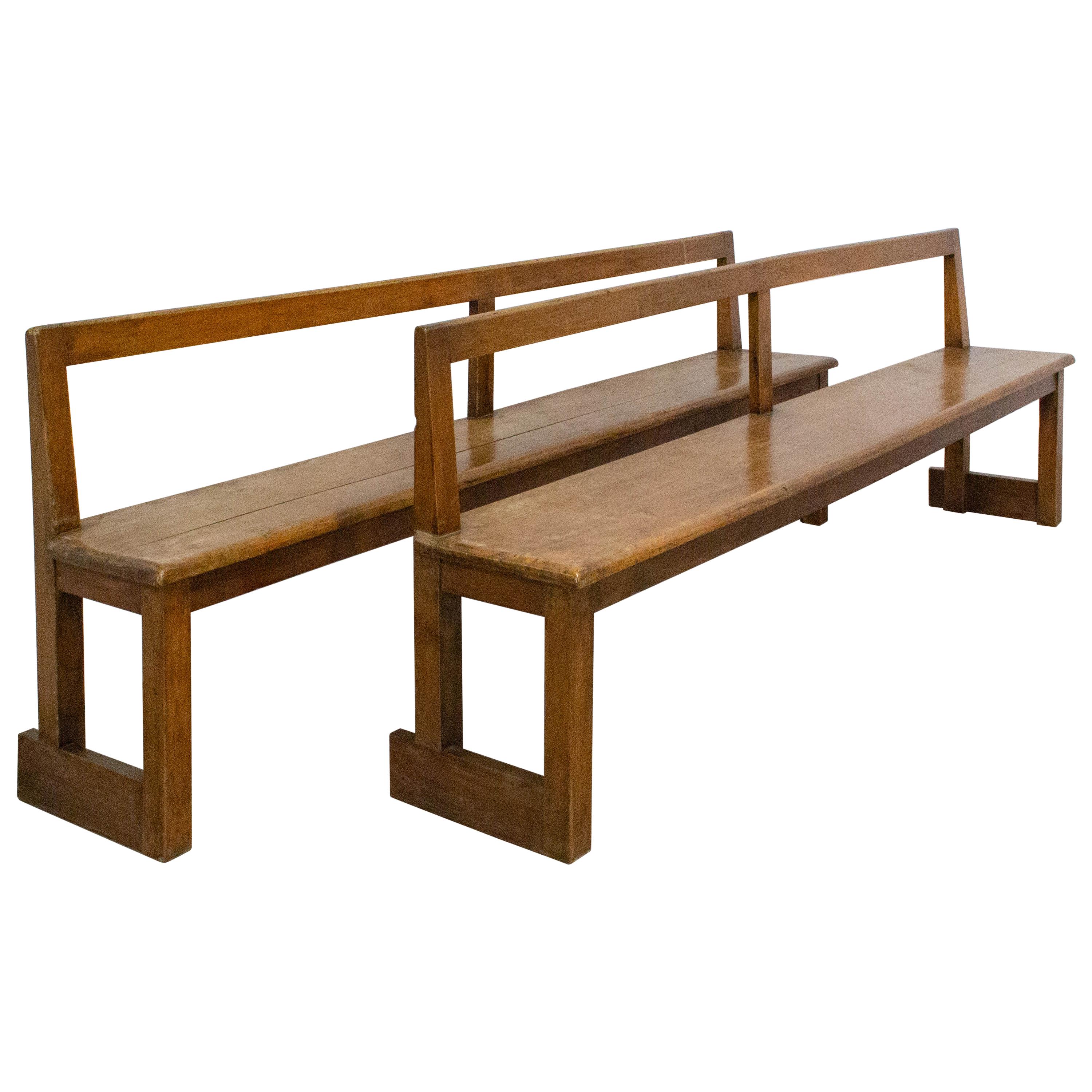 Pair of Antique French Provincial Fruitwood Benches at 1stDibs