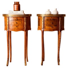Pair of French Used Walnut Side Tables