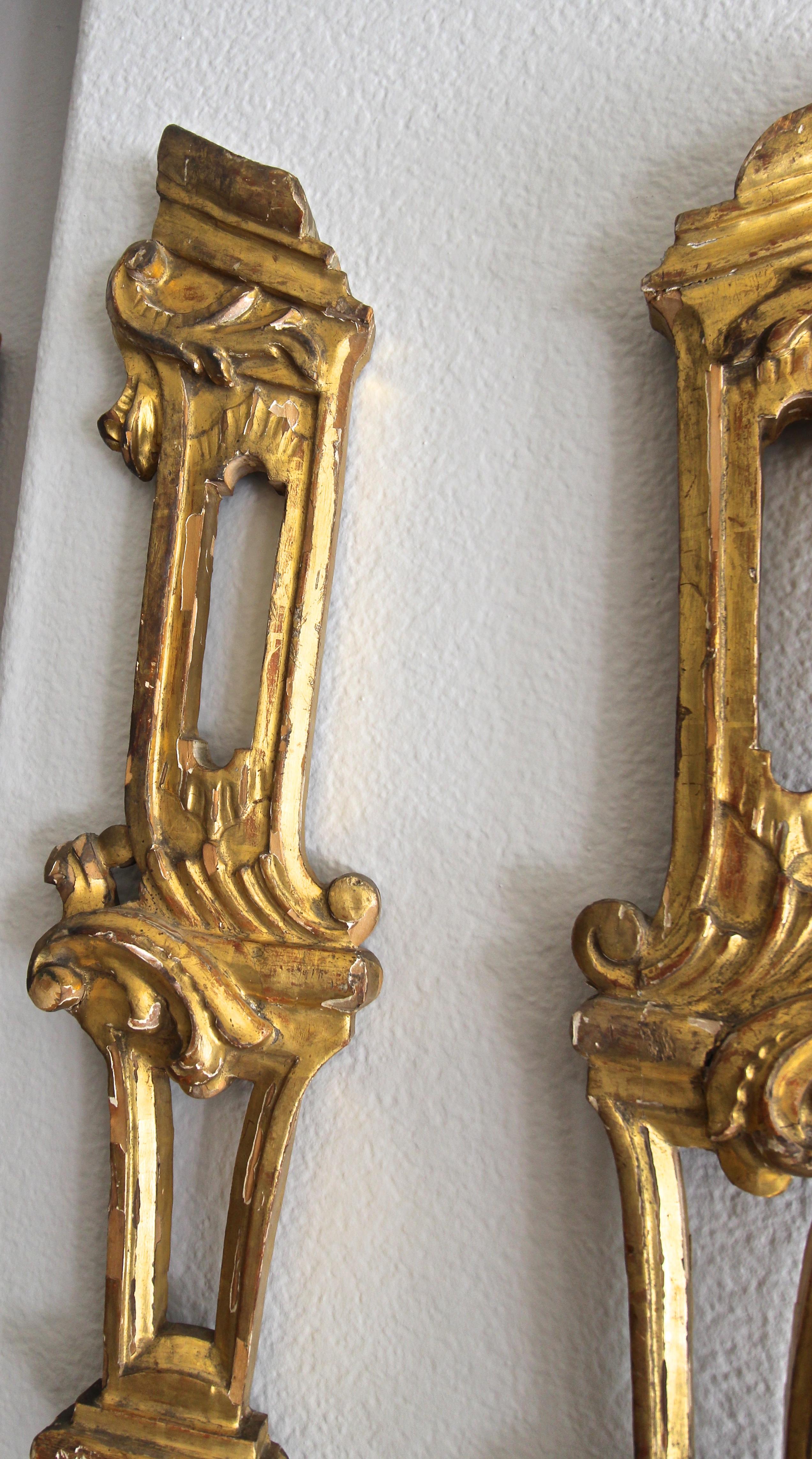 Pair of French Architectural Carved Giltwood Fragments Wall Art 4