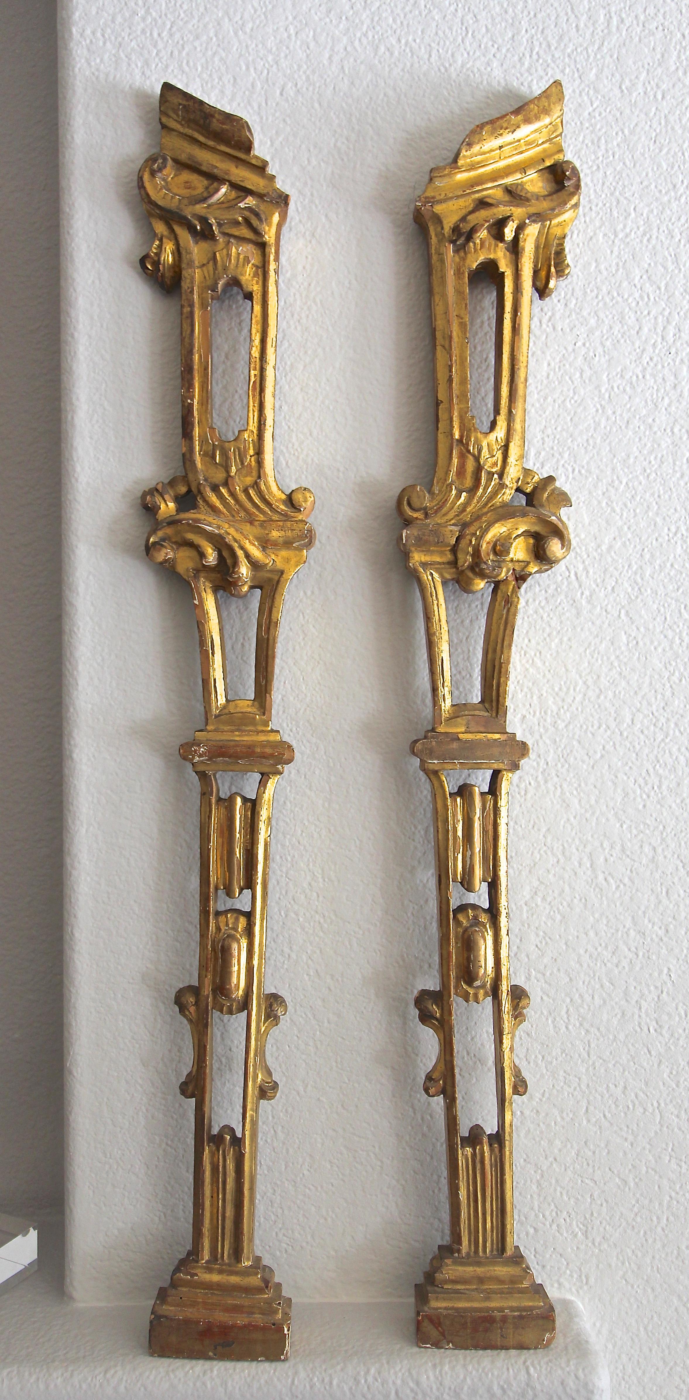 Pair of French Architectural Carved Giltwood Fragments Wall Art 14