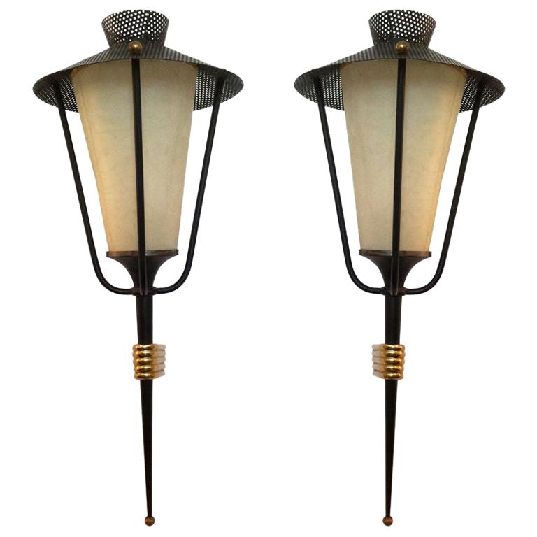 Pair of French Arlus 1950s Wall Lights