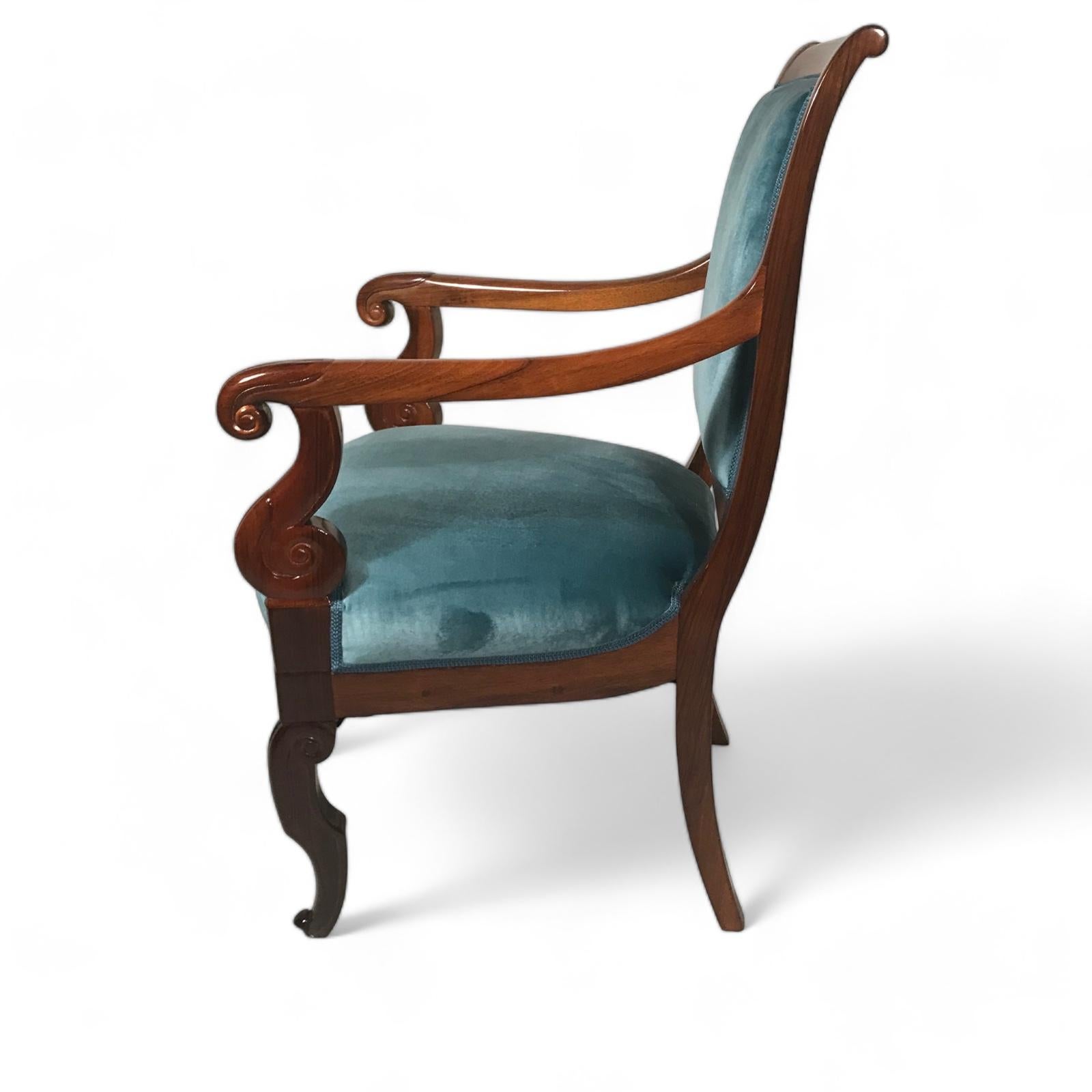 Pair of French Armchairs, 1830, Walnut For Sale 2