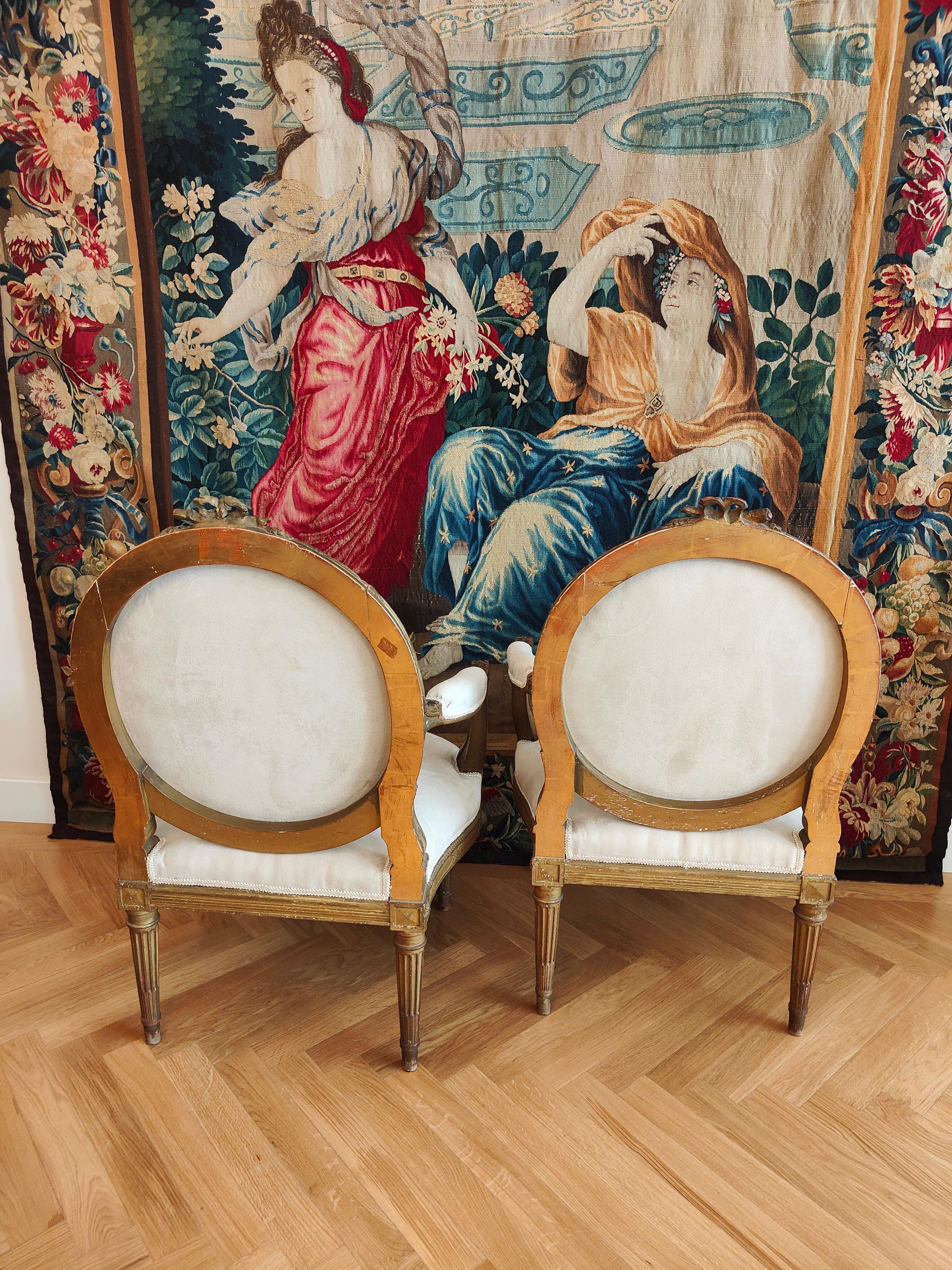 Pair Of French ArmChairs 18th Century For Sale 8