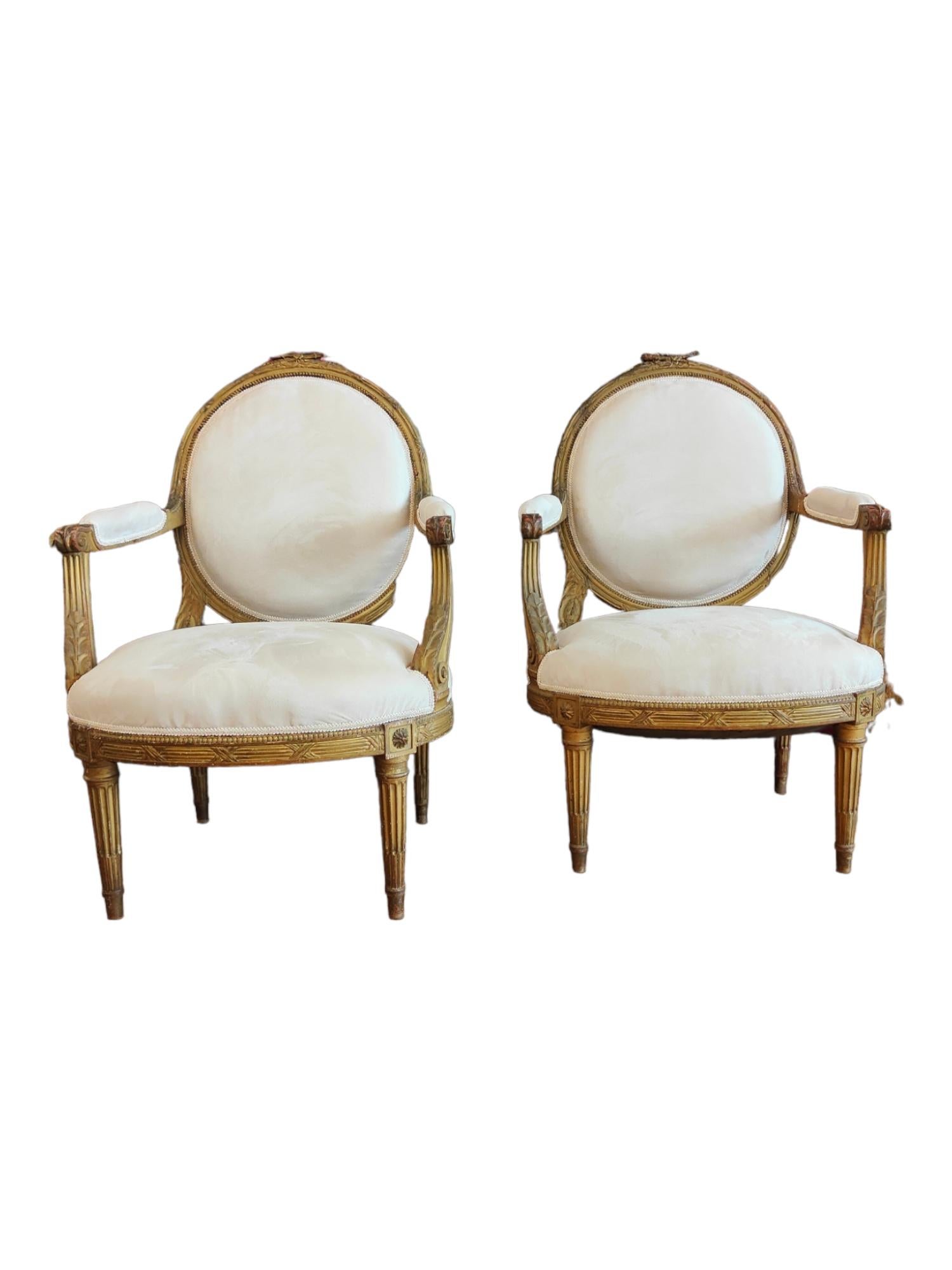 Fruitwood Pair Of French ArmChairs 18th Century For Sale