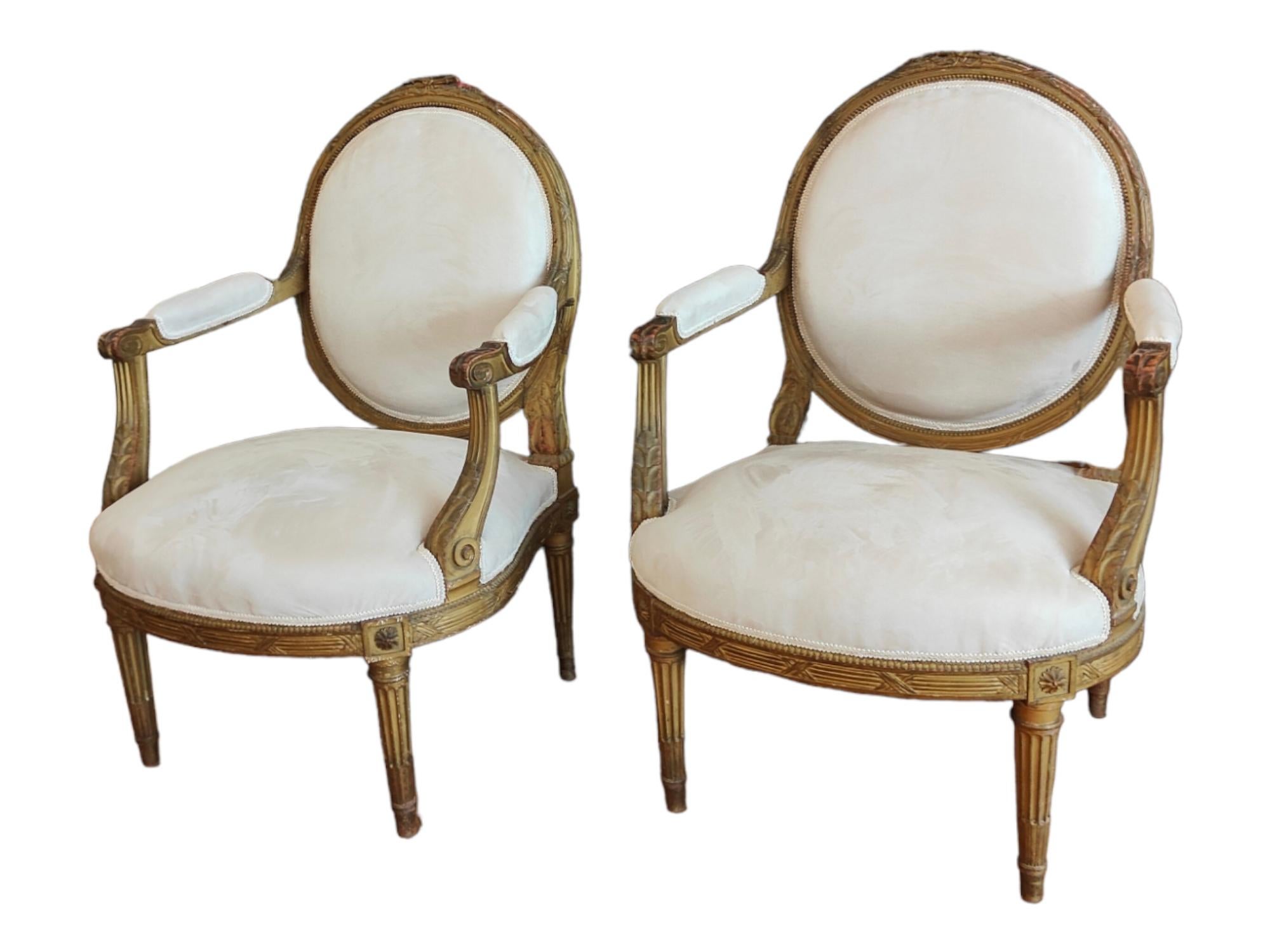 Pair Of French ArmChairs 18th Century For Sale 2