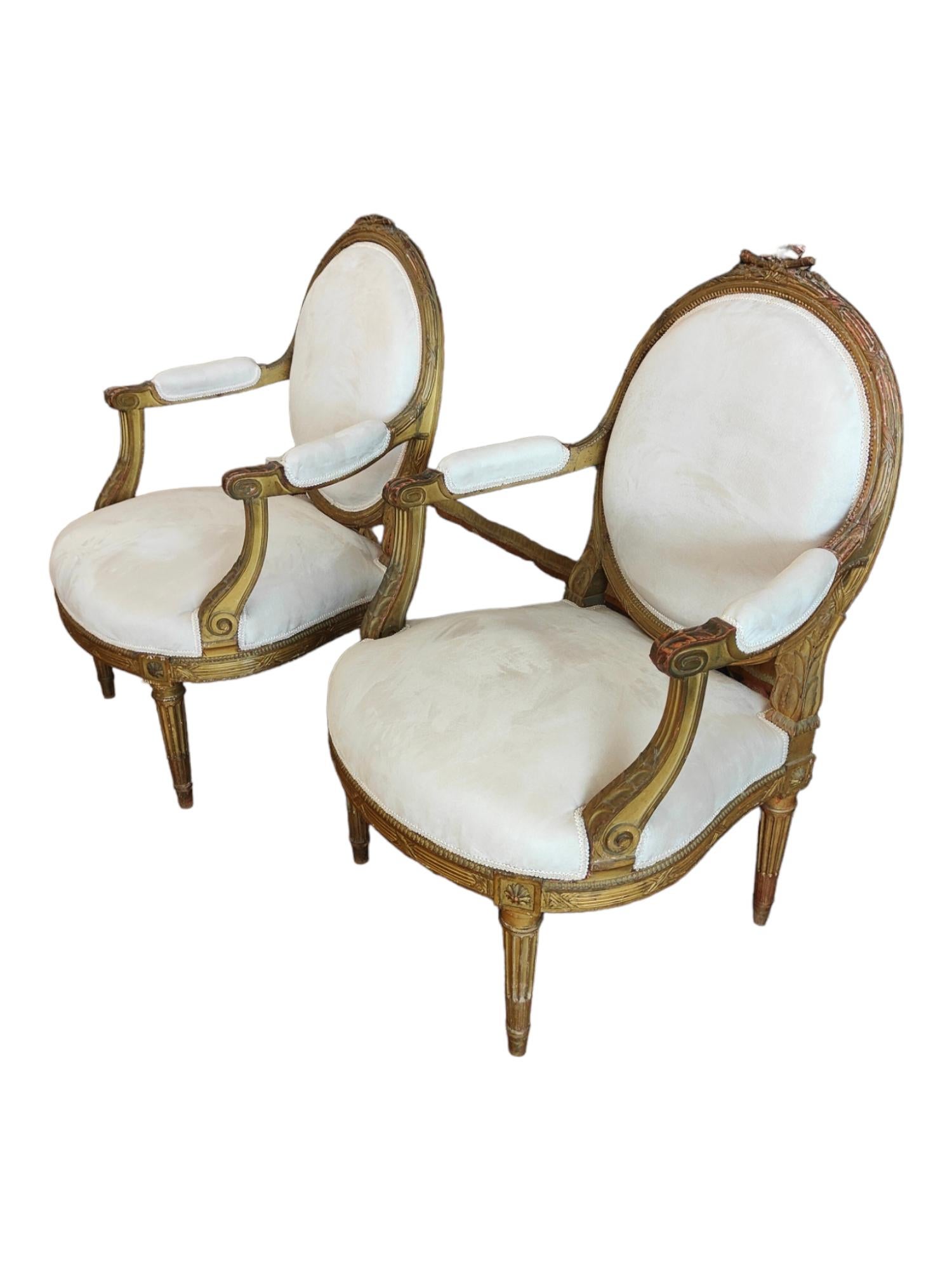 Pair Of French ArmChairs 18th Century For Sale 3