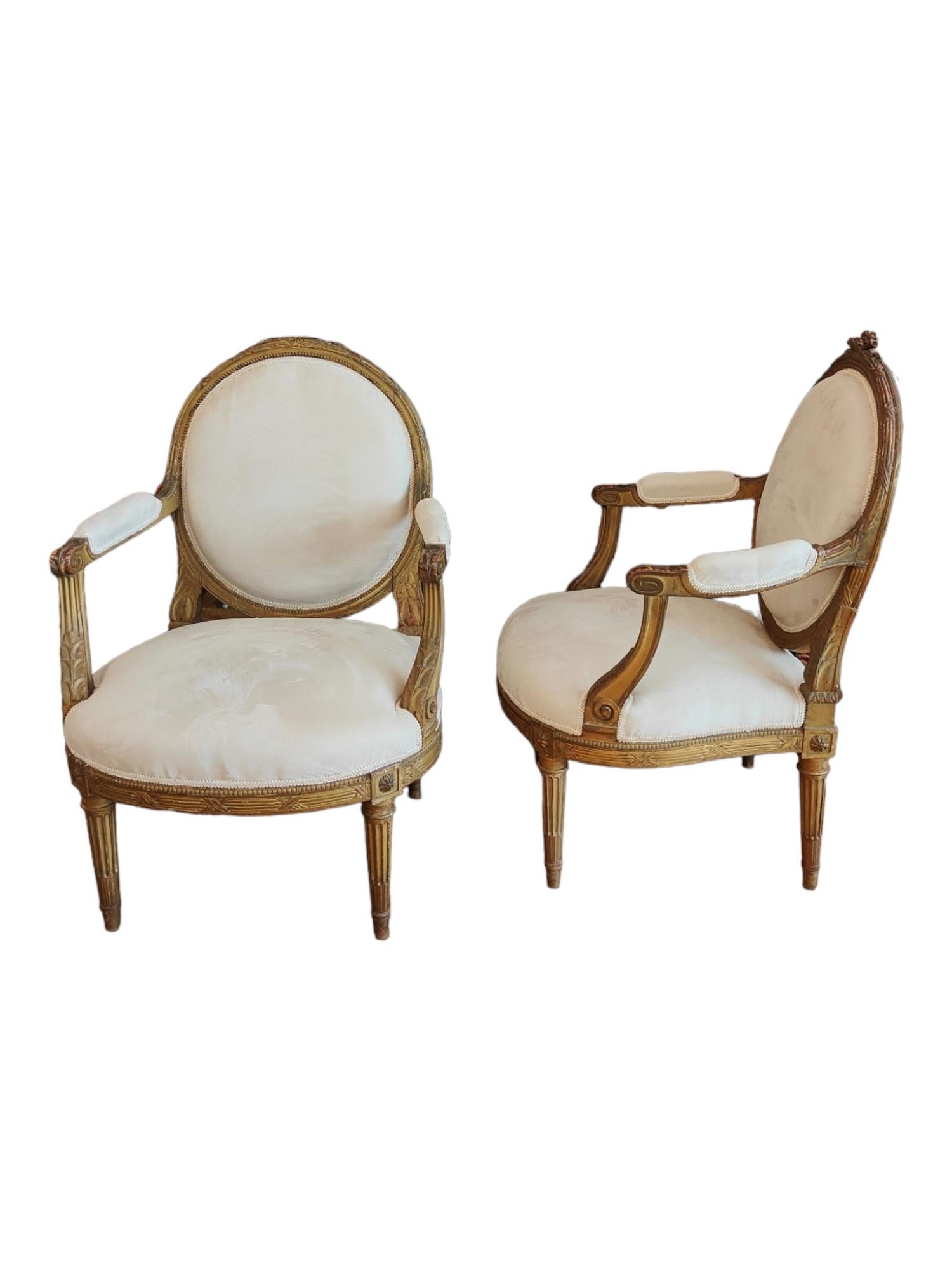 Pair Of French ArmChairs 18th Century For Sale 4