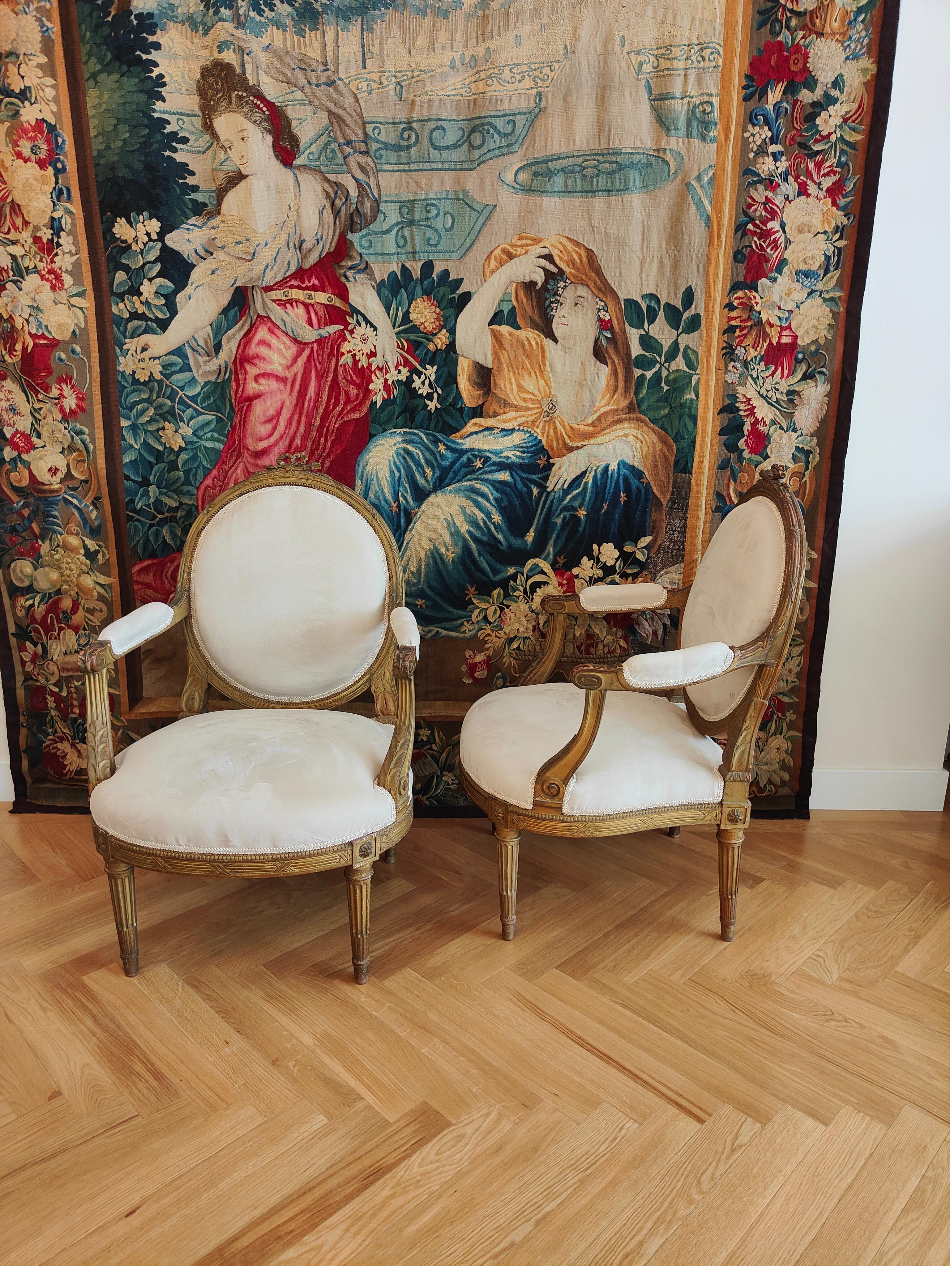 Pair Of French ArmChairs 18th Century For Sale 5