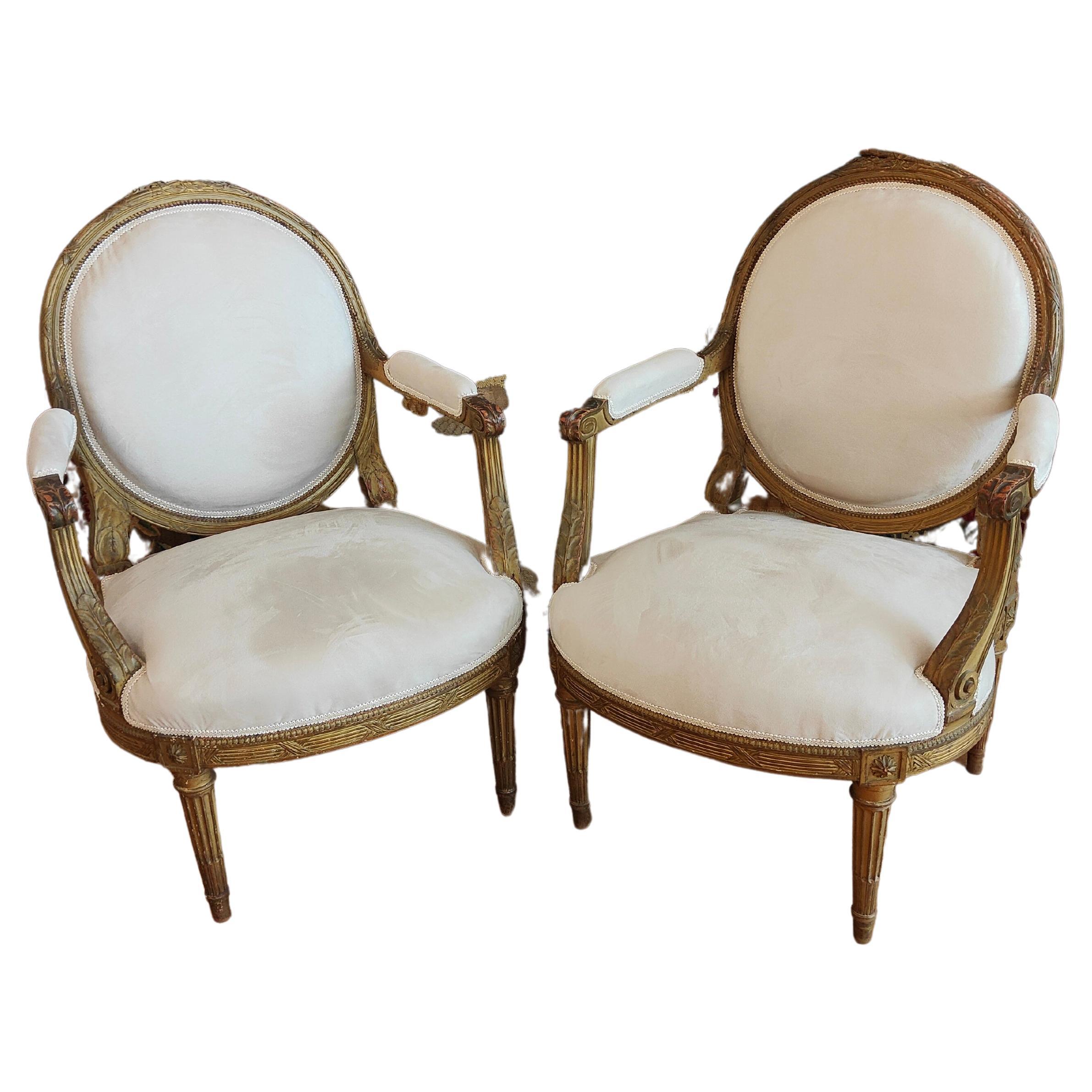 Pair Of French ArmChairs 18th Century For Sale