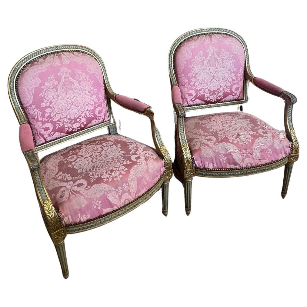 Pair of French armchairs / fauteuils For Sale