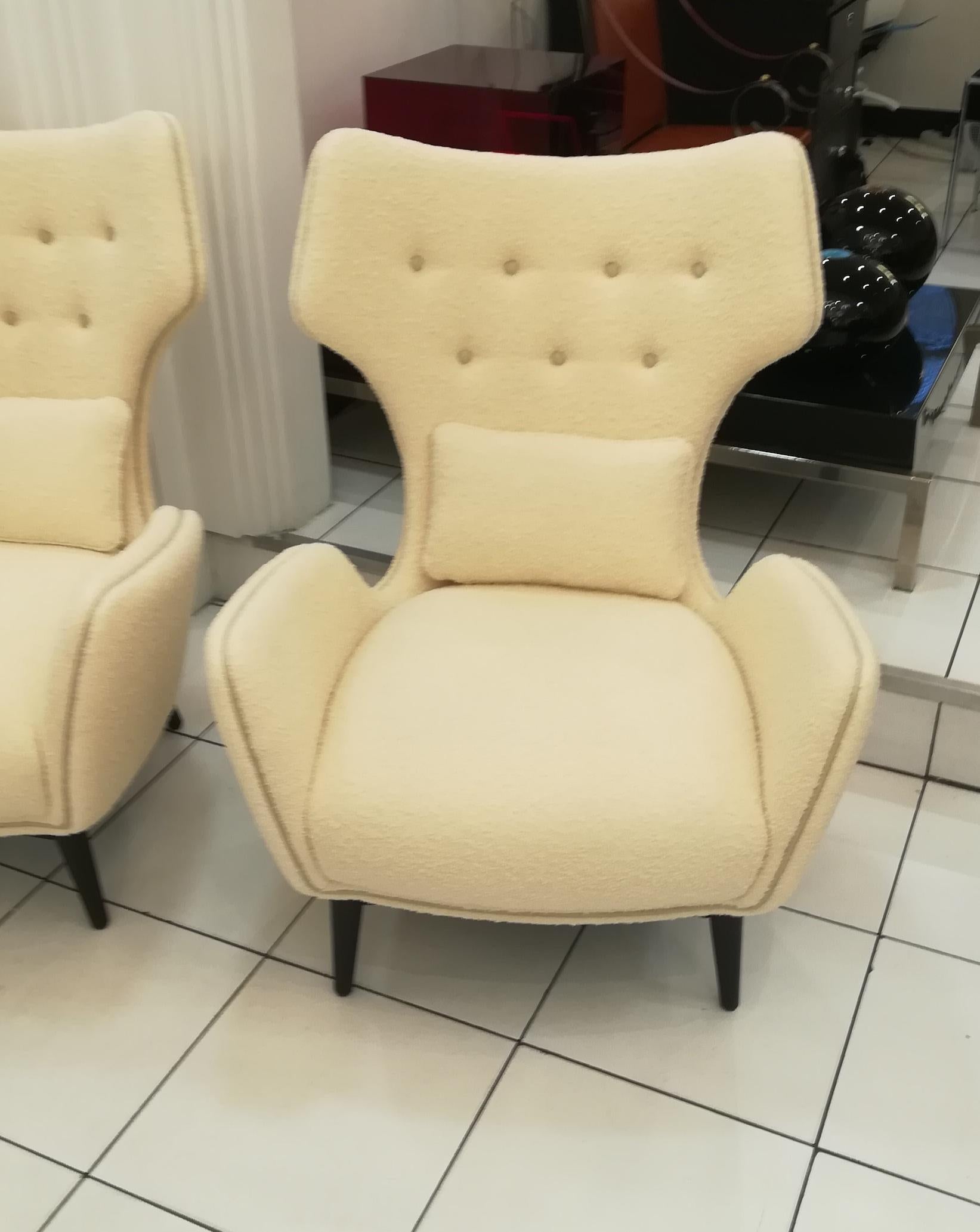Pair of French Armchairs in Bouclette Fabric 3