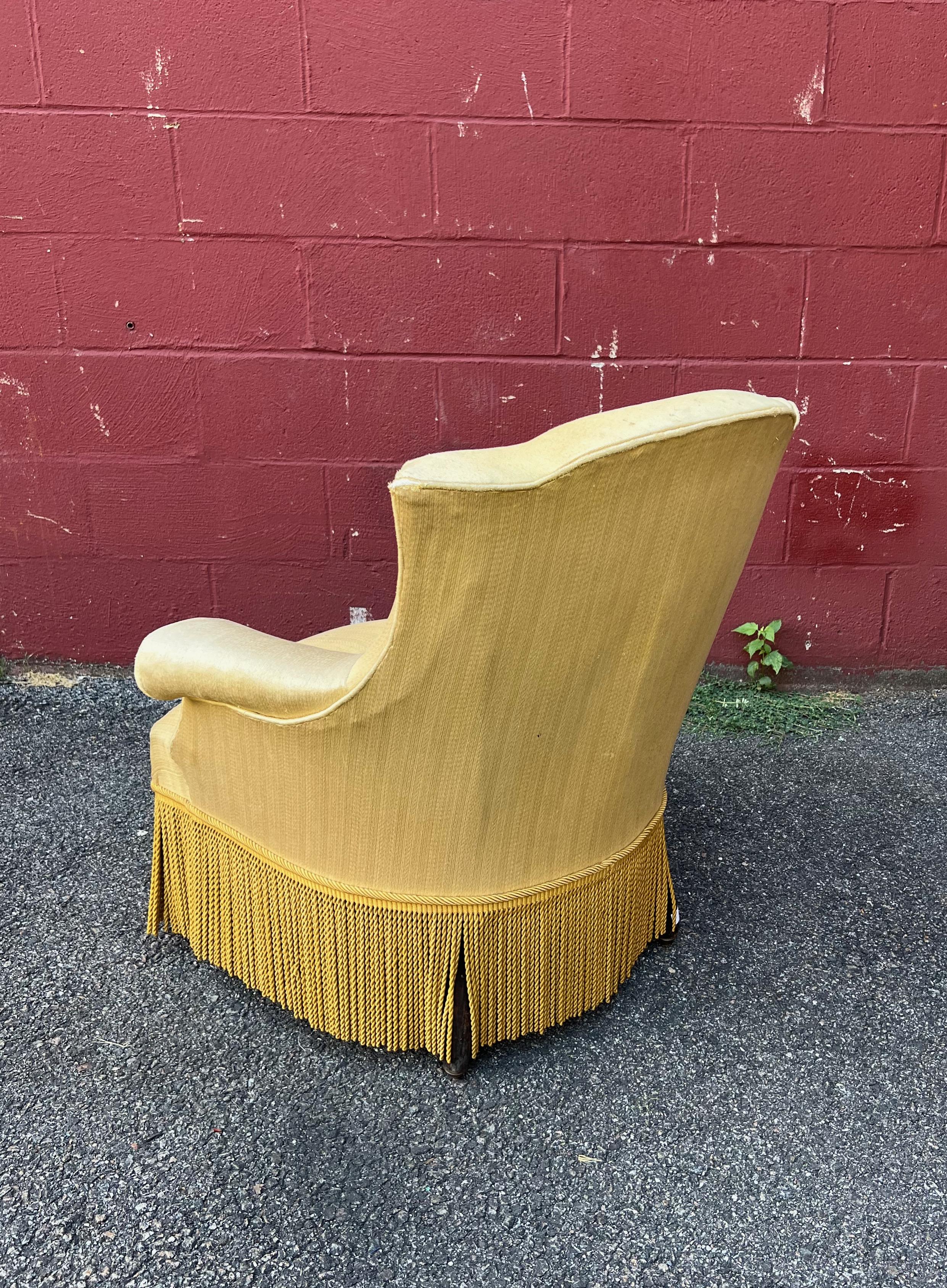 Pair of French Armchairs in Pale Gold Fabric For Sale 5