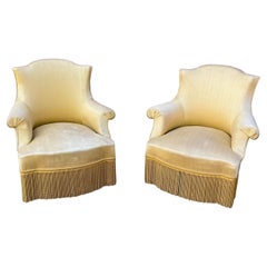 Pair of French Armchairs in Pale Gold Fabric