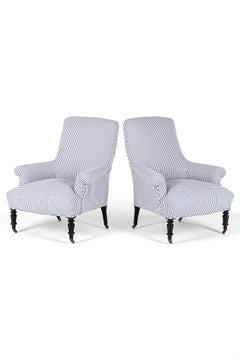 Pair of French Armchairs in Princeton striped Ticking