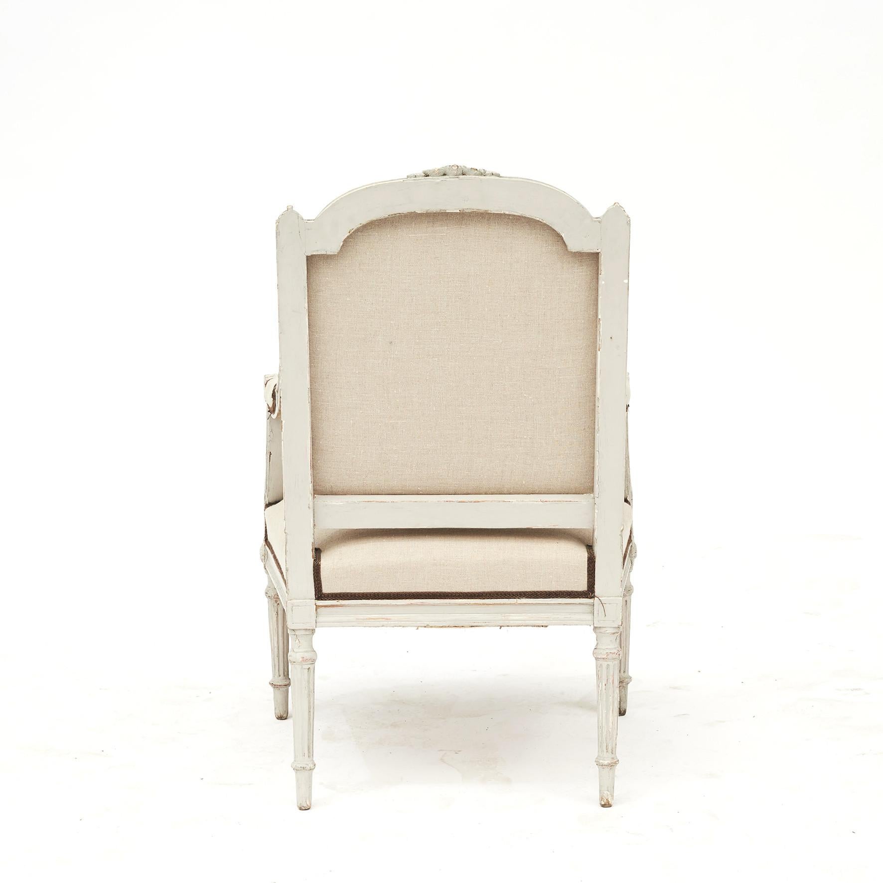 Beech Pair of French Armchairs in the Style of Louis XVI