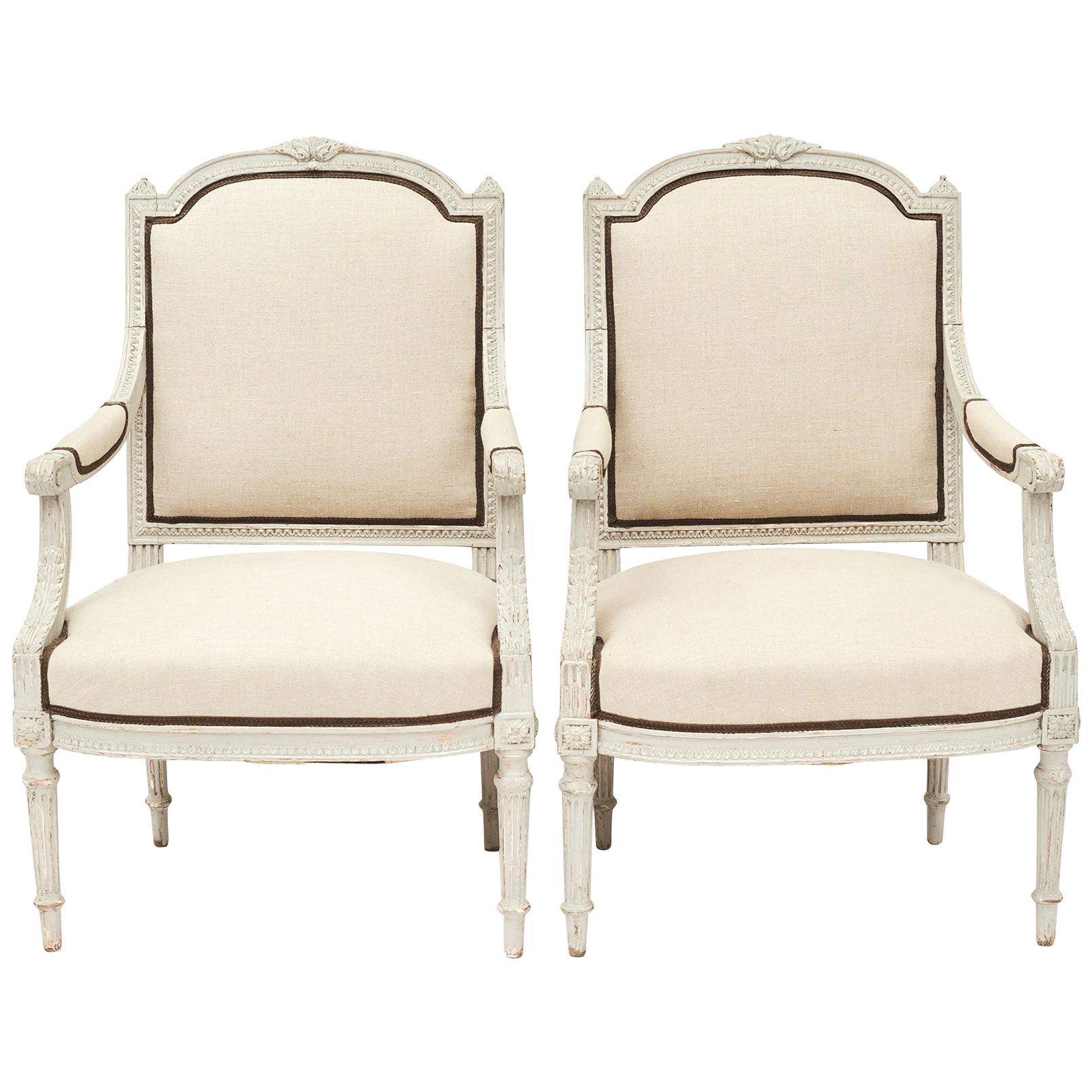 Pair of French Armchairs in the Style of Louis XVI