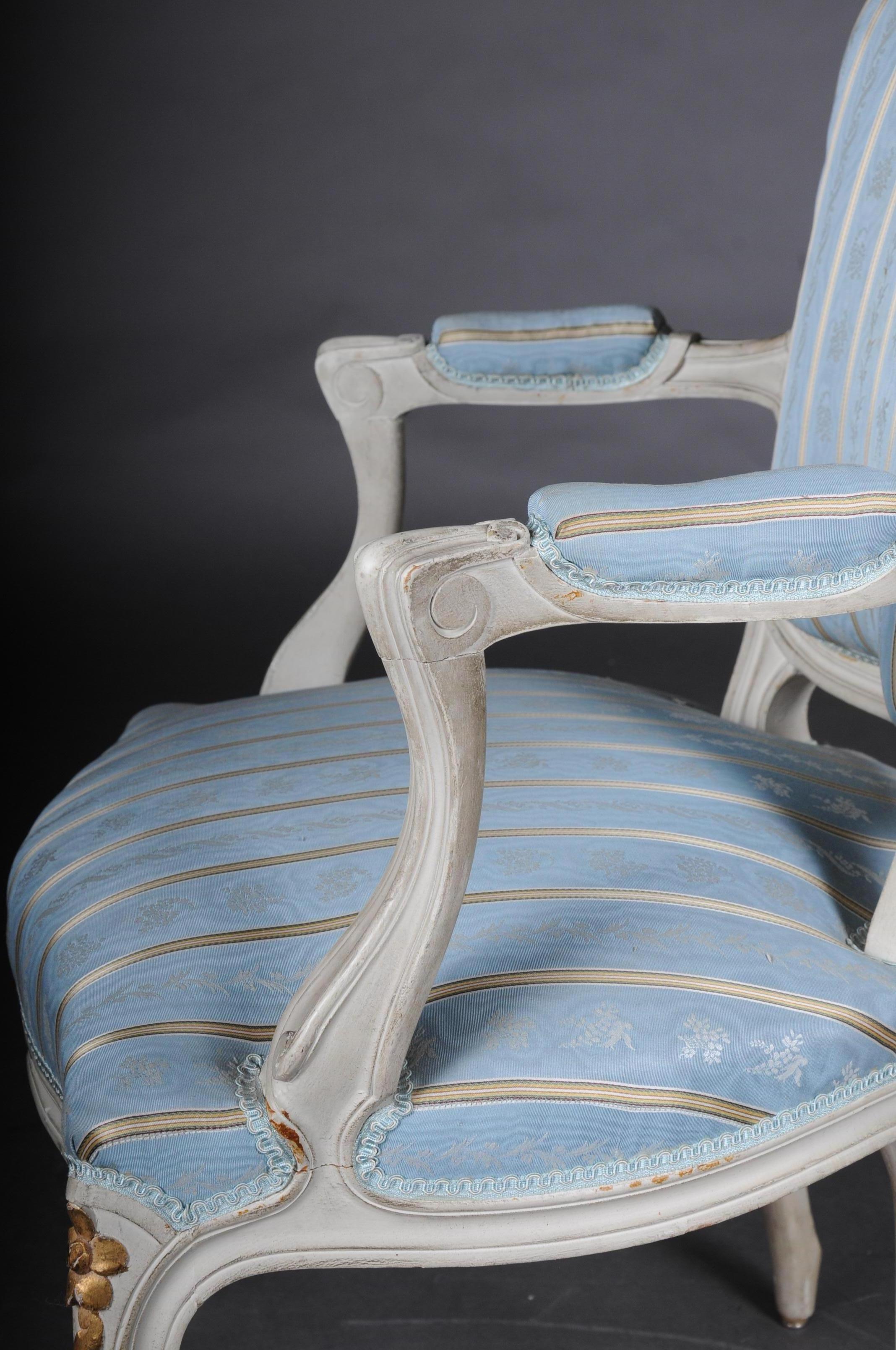 Pair of French Armchairs Louis XV Chairs, 20th Century For Sale 6
