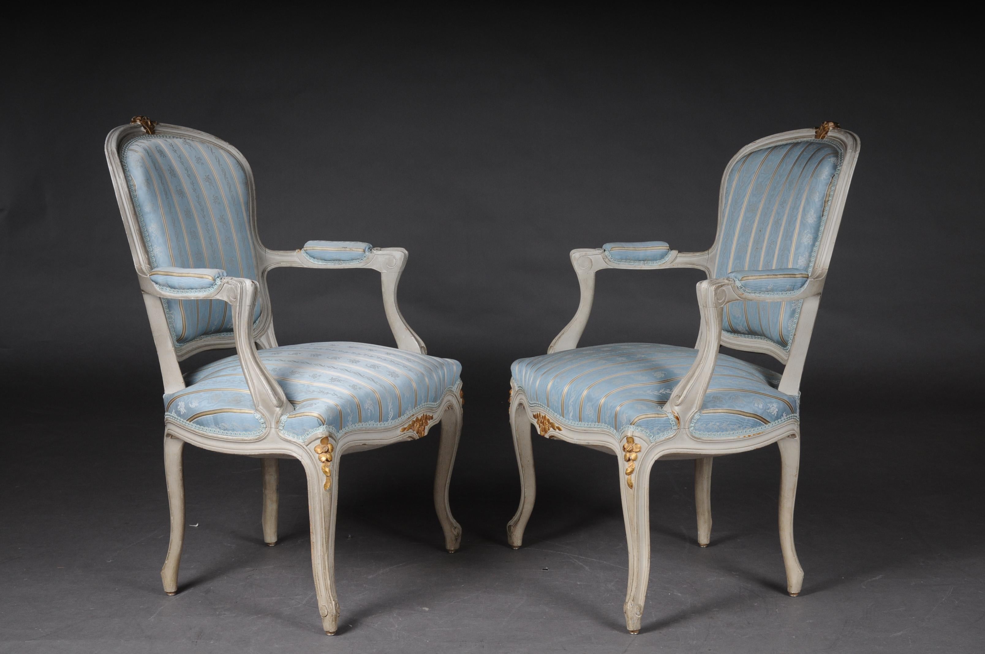 Pair of French Armchairs Louis XV Chairs, 20th Century For Sale 9
