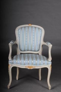 Pair of French Armchairs Louis XV Chairs, 20th Century