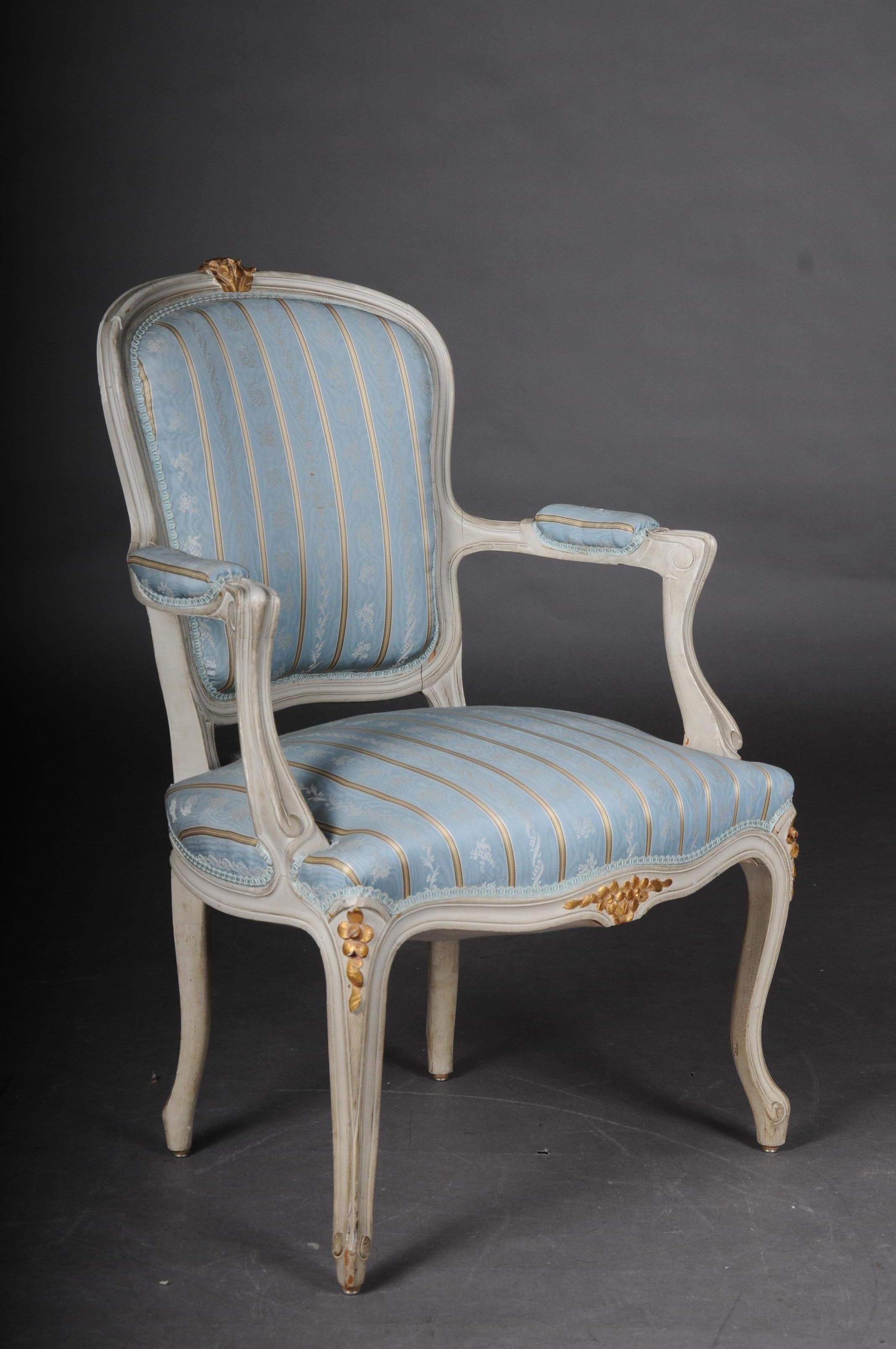 Hand-Carved Pair of French Armchairs Louis XV Chairs, 20th Century For Sale